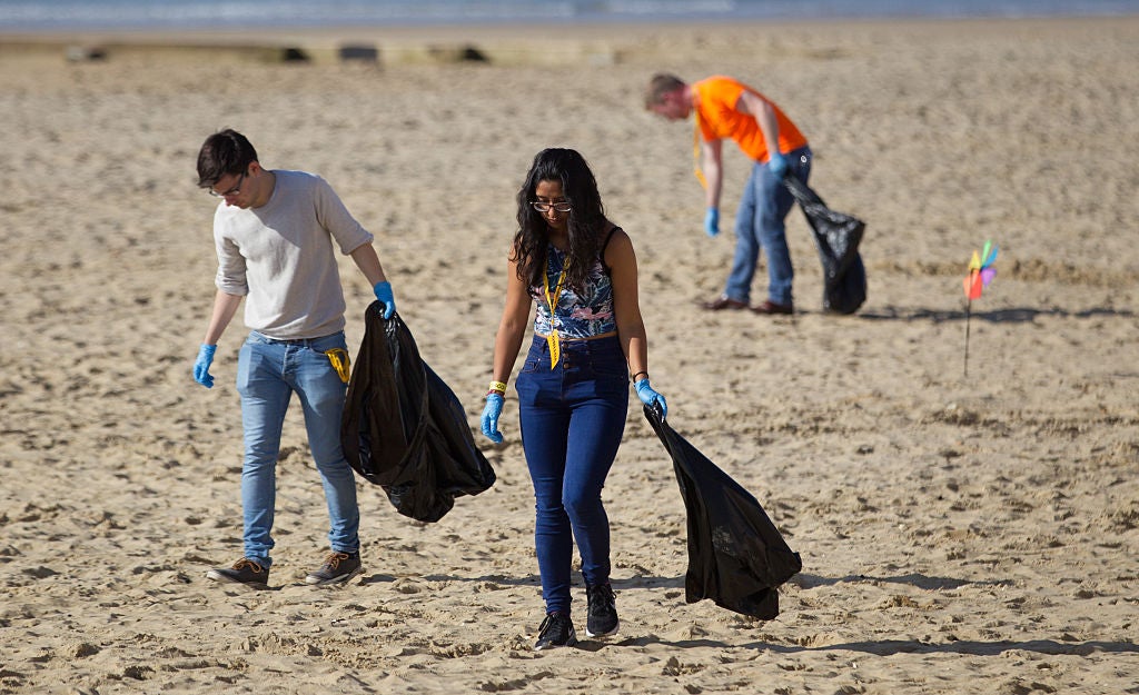 There were fewer than seven plastic bags found for every 100 metres of UK coastline in 2016 (file pic)