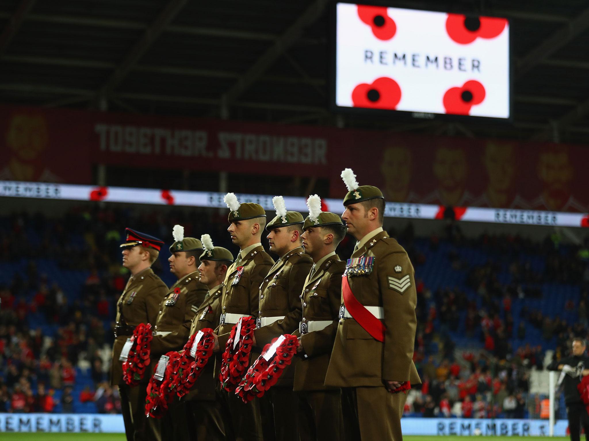 Wales displayed poppies ahead of the match against Serbia even though they didn't wear them