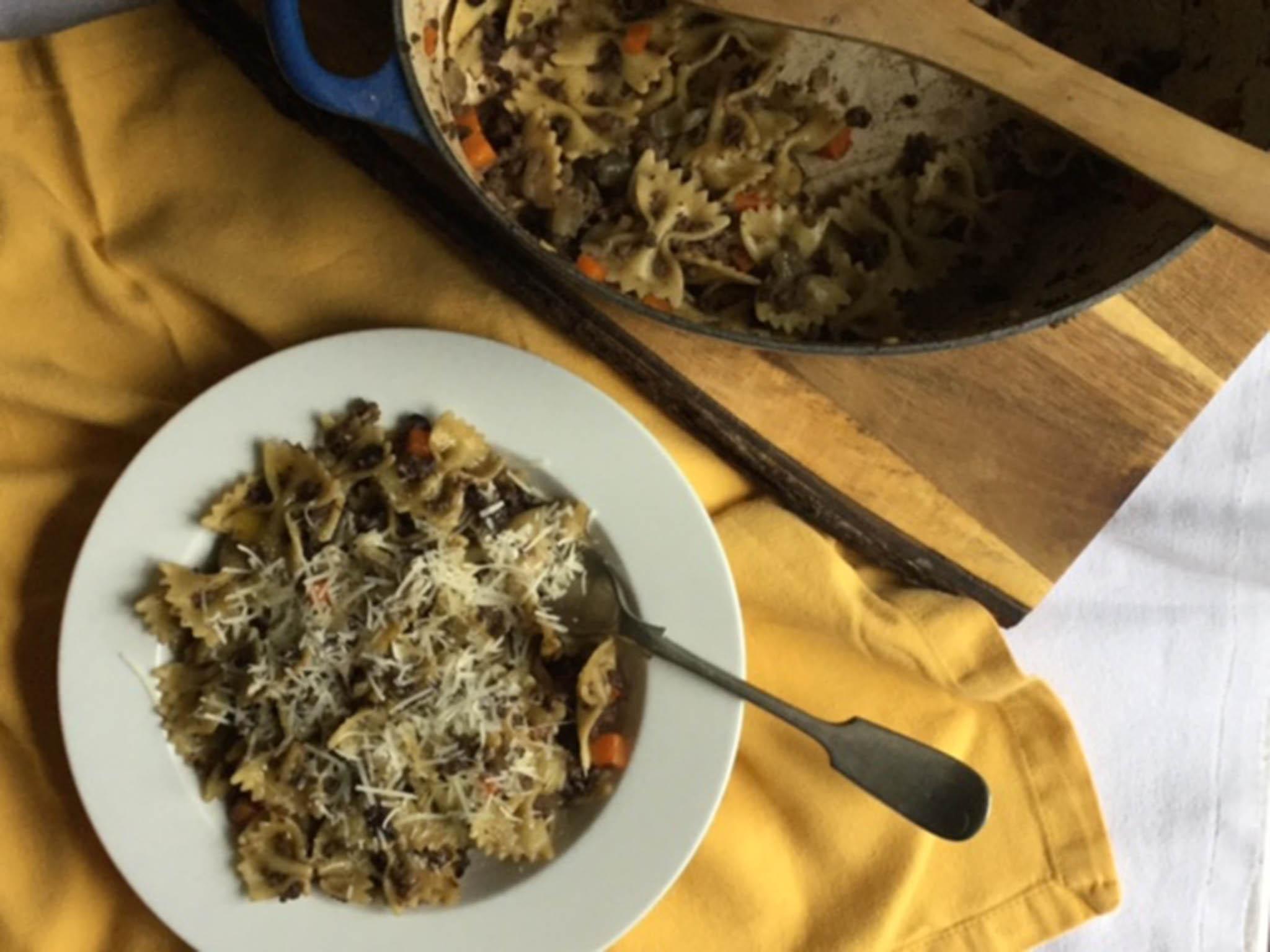 Lombardy-style ragù with farfalle is a regional speciality, ideal for cold weather