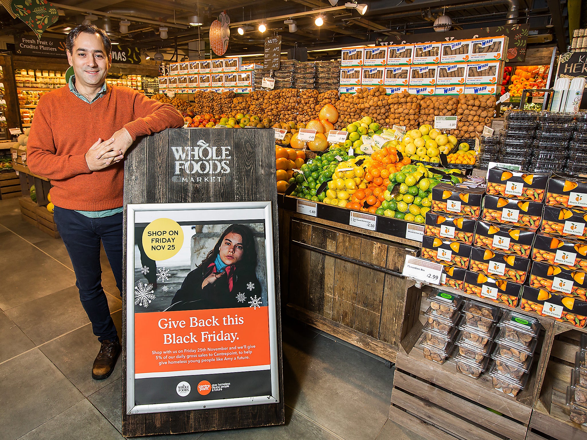 Diego Hvozda, of Whole Foods Market Piccadilly, one of seven stores in the chain that will donate 5 per cent of Friday’s gross sales to the appeal