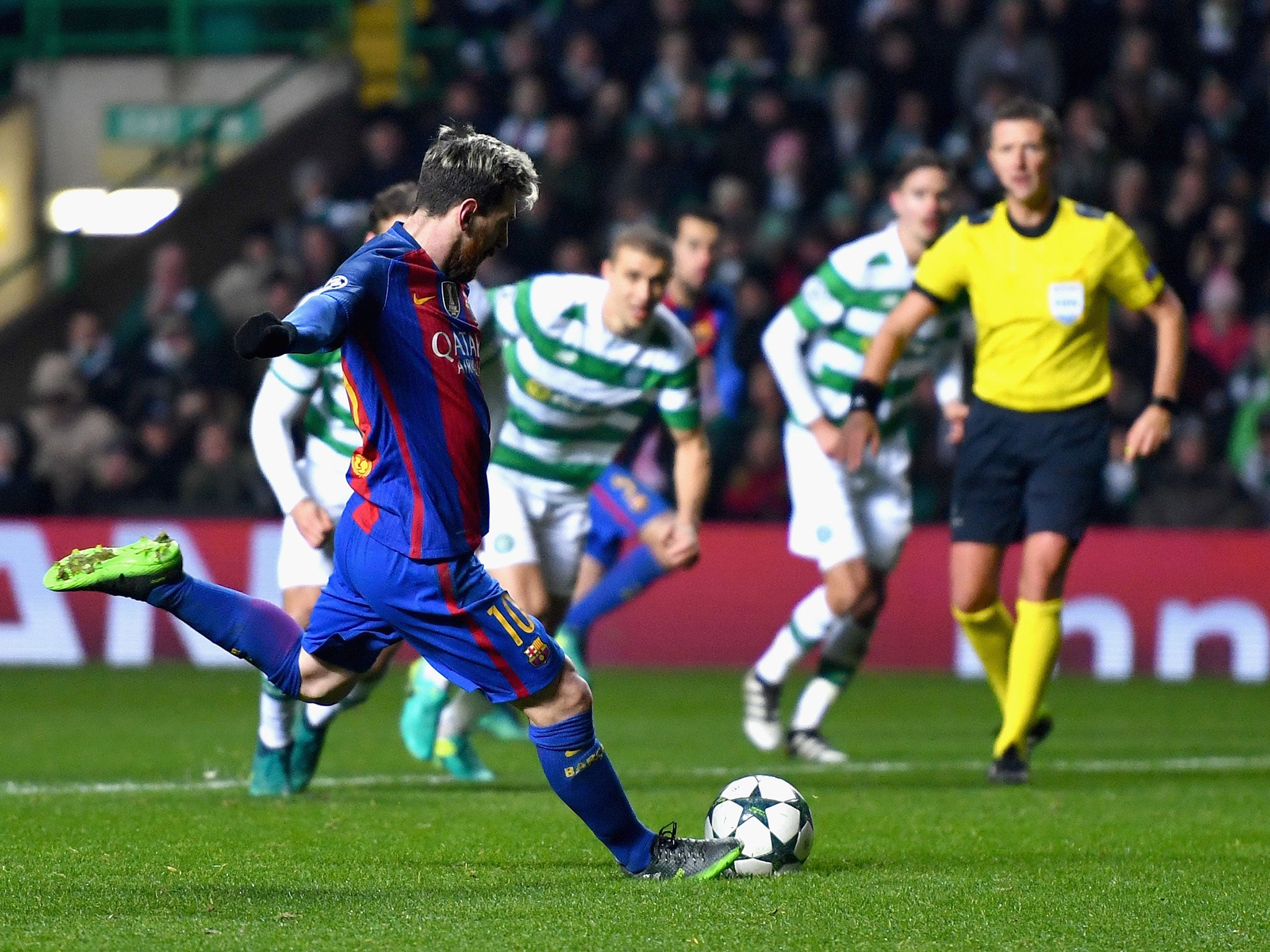 Messi converts from the penalty spot to double Barcelona's lead