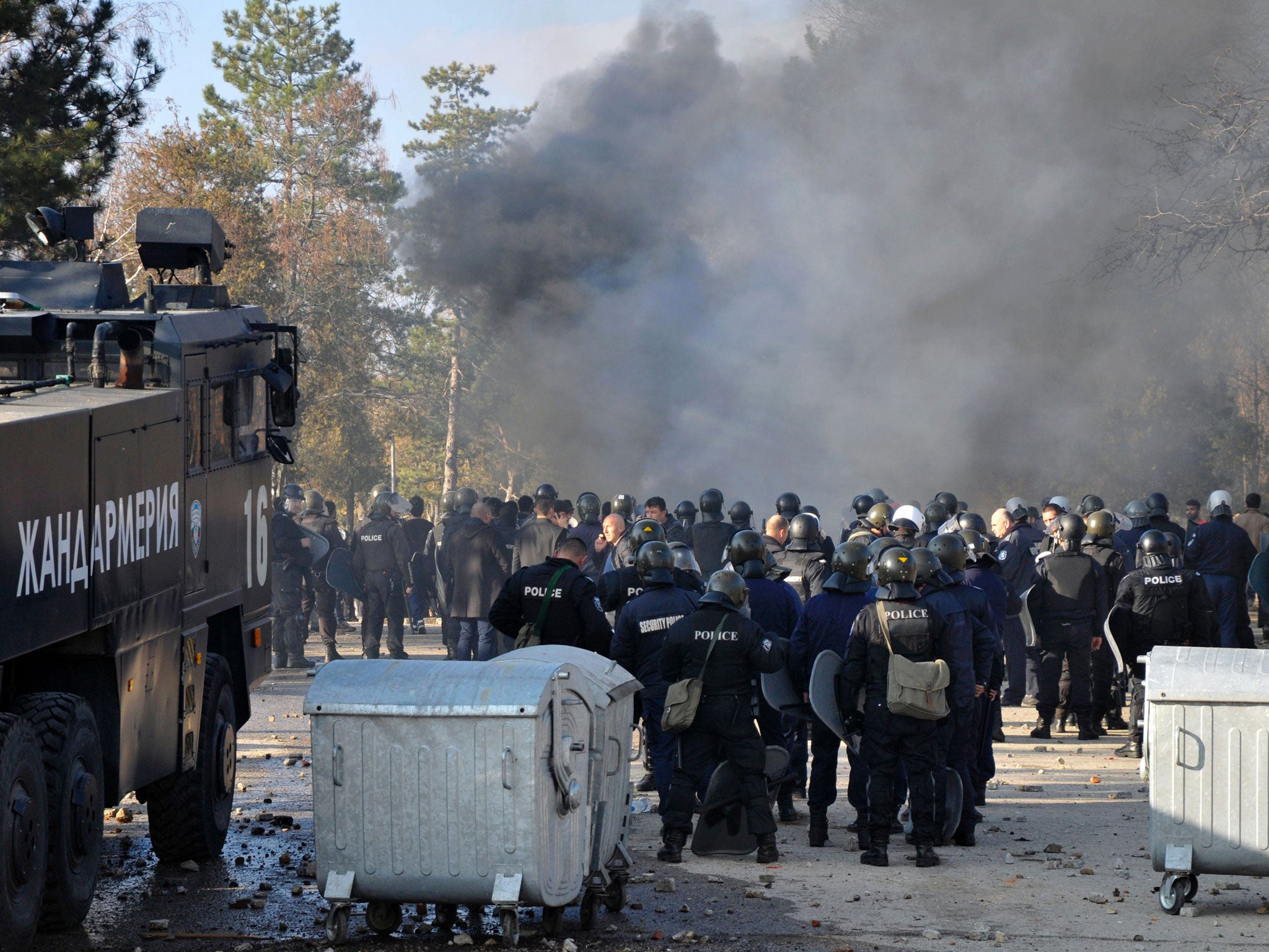 The camp has been heavily guarded by about 250 riot police