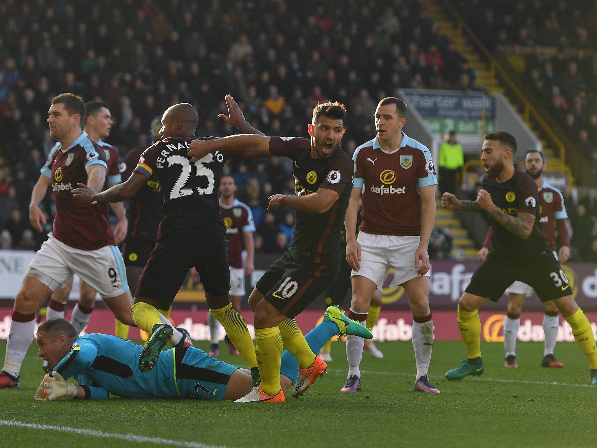 Aguero cancelled out Marney's opener, bundling the ball home from close range