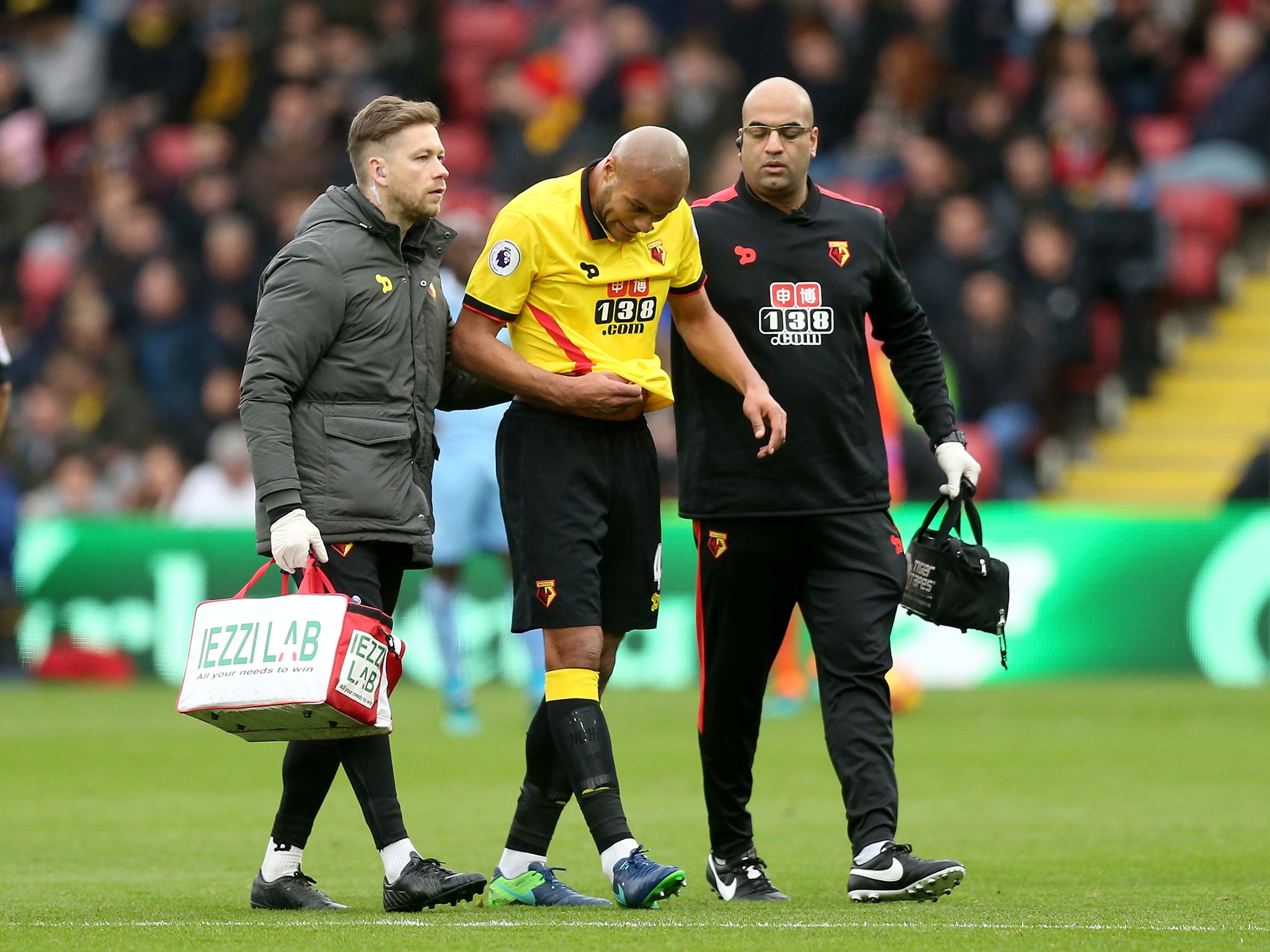 Younes Kaboul walks off injured early on in the game