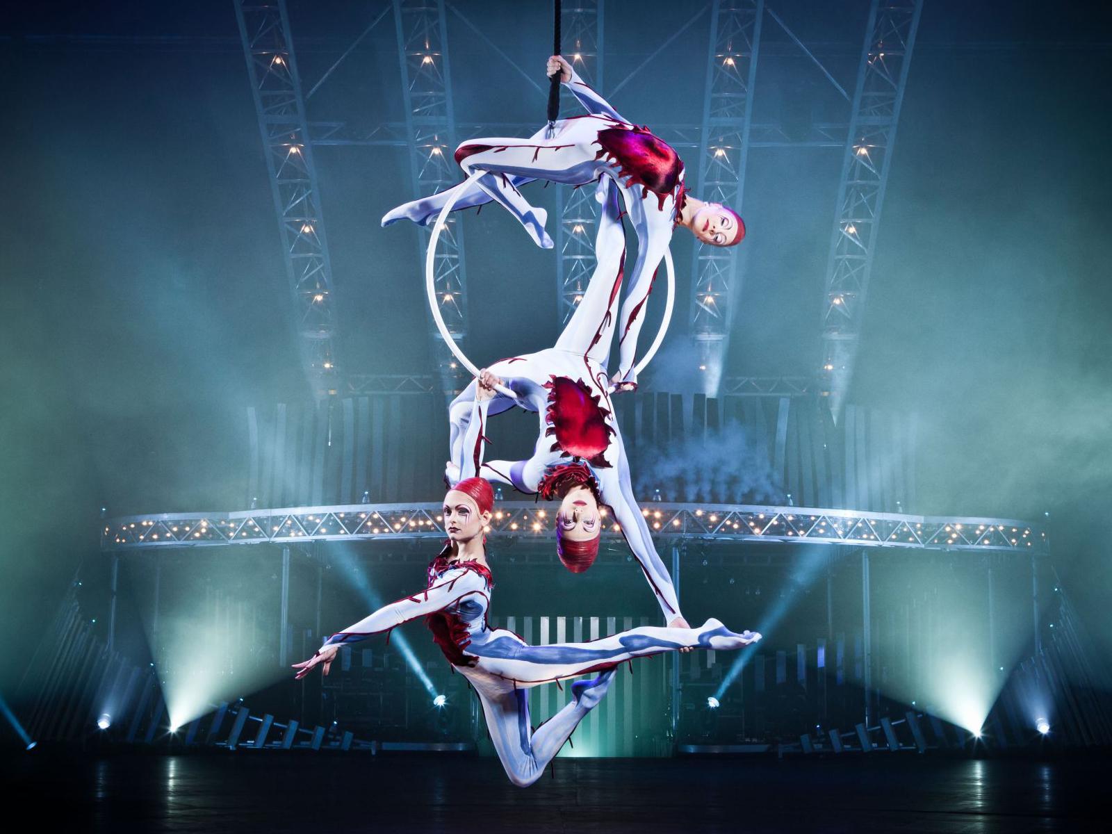 Lisa Skinner, bottom, has years of experience performing circus stunts