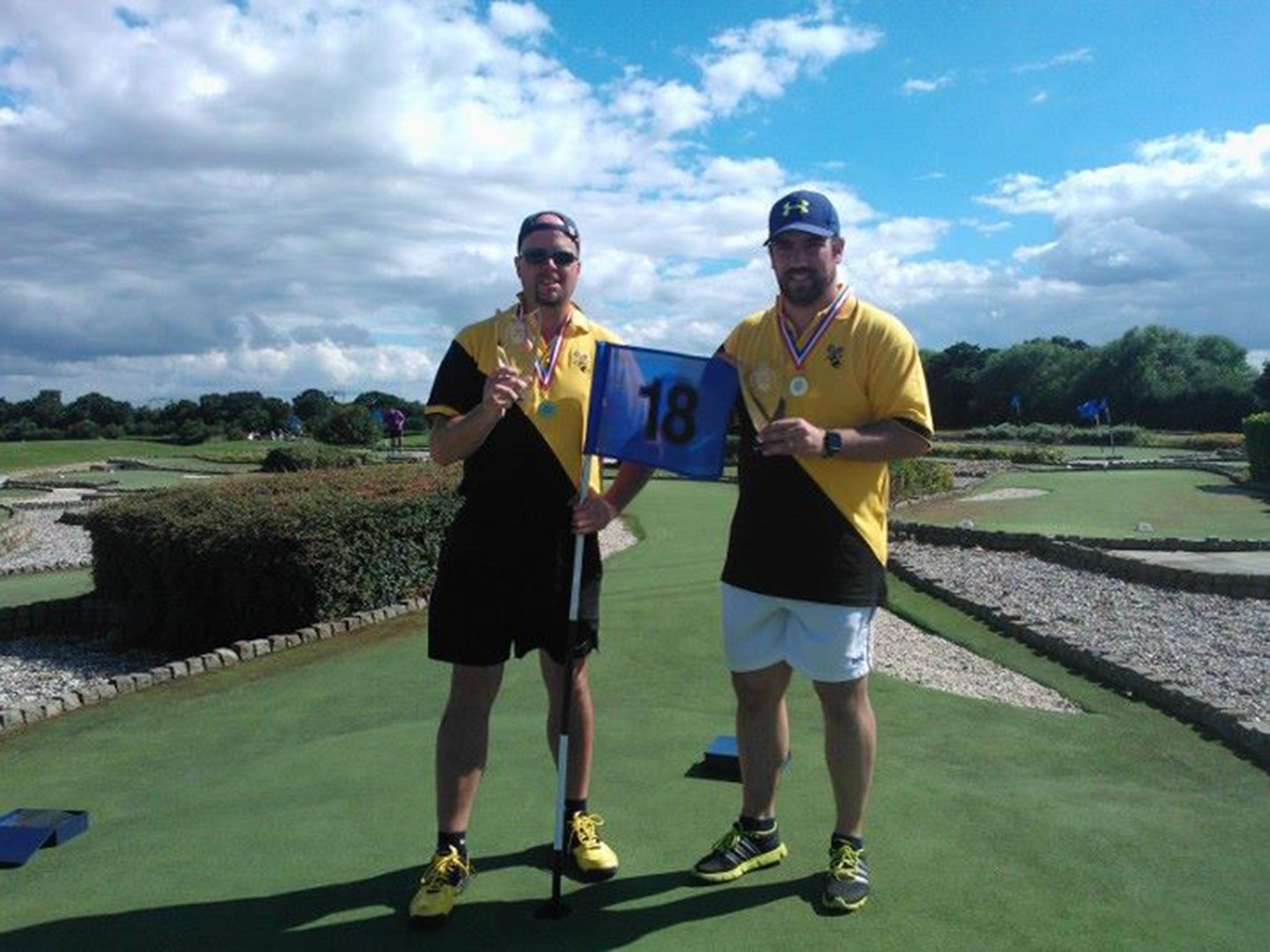 Steve Lovell (left) winning the British Doubles at Dunton Hills with Nuno Cunha