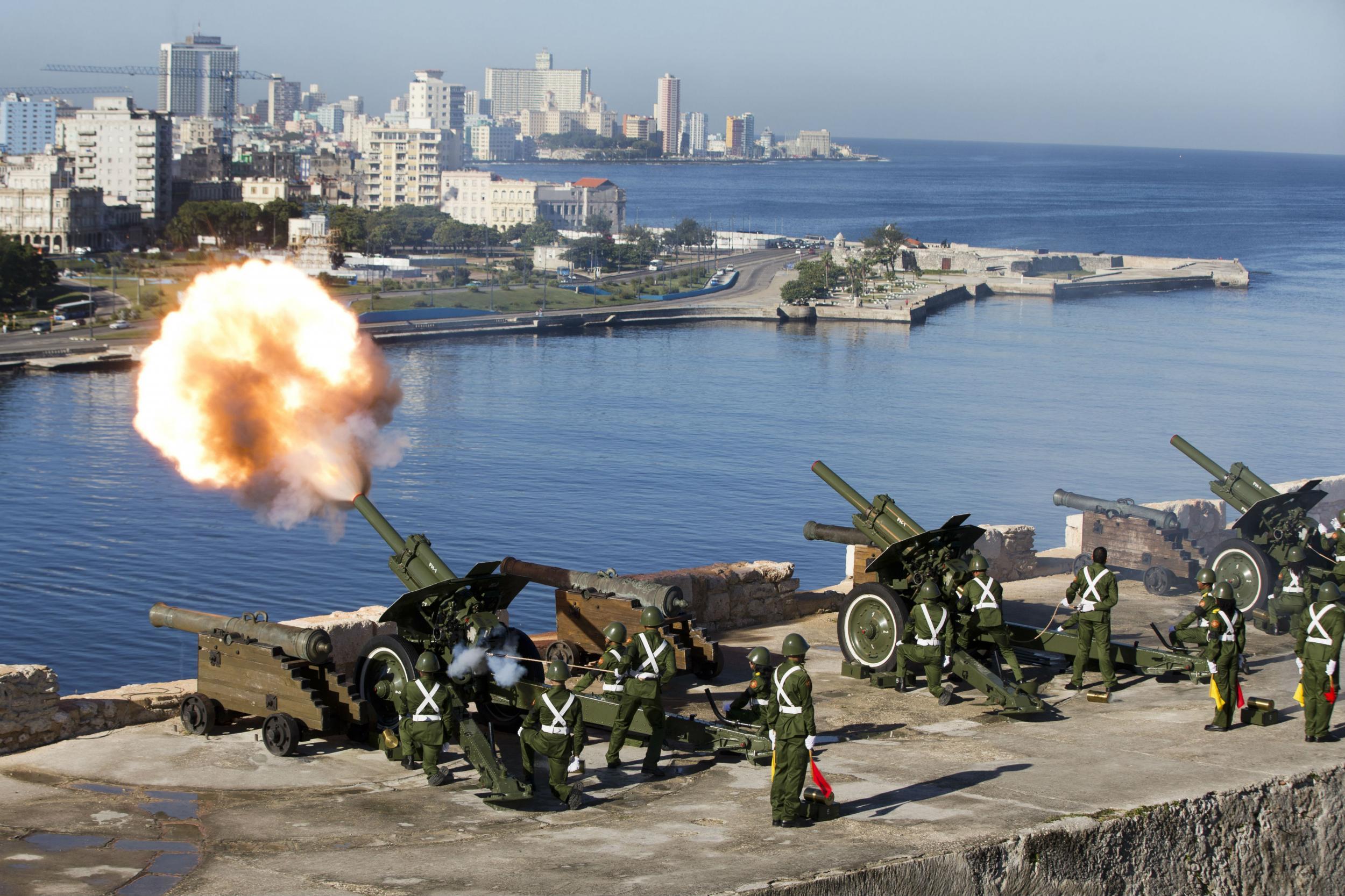 Canons on El Morro in Havana announce the start of nine days of mourning for Castro