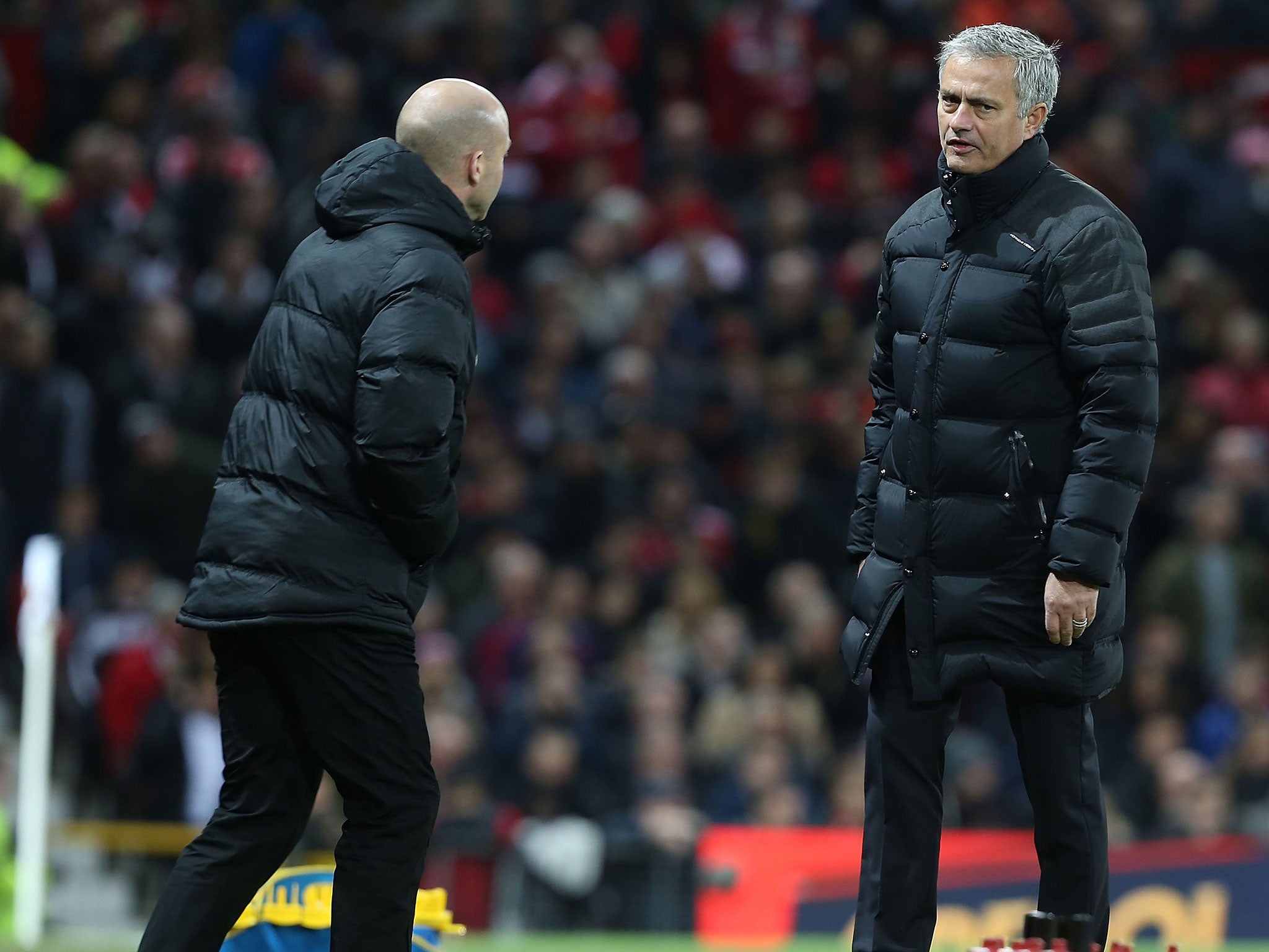 Mourinho once again found himself banished to the stands for his touchline antics during Sunday's match against West Ham