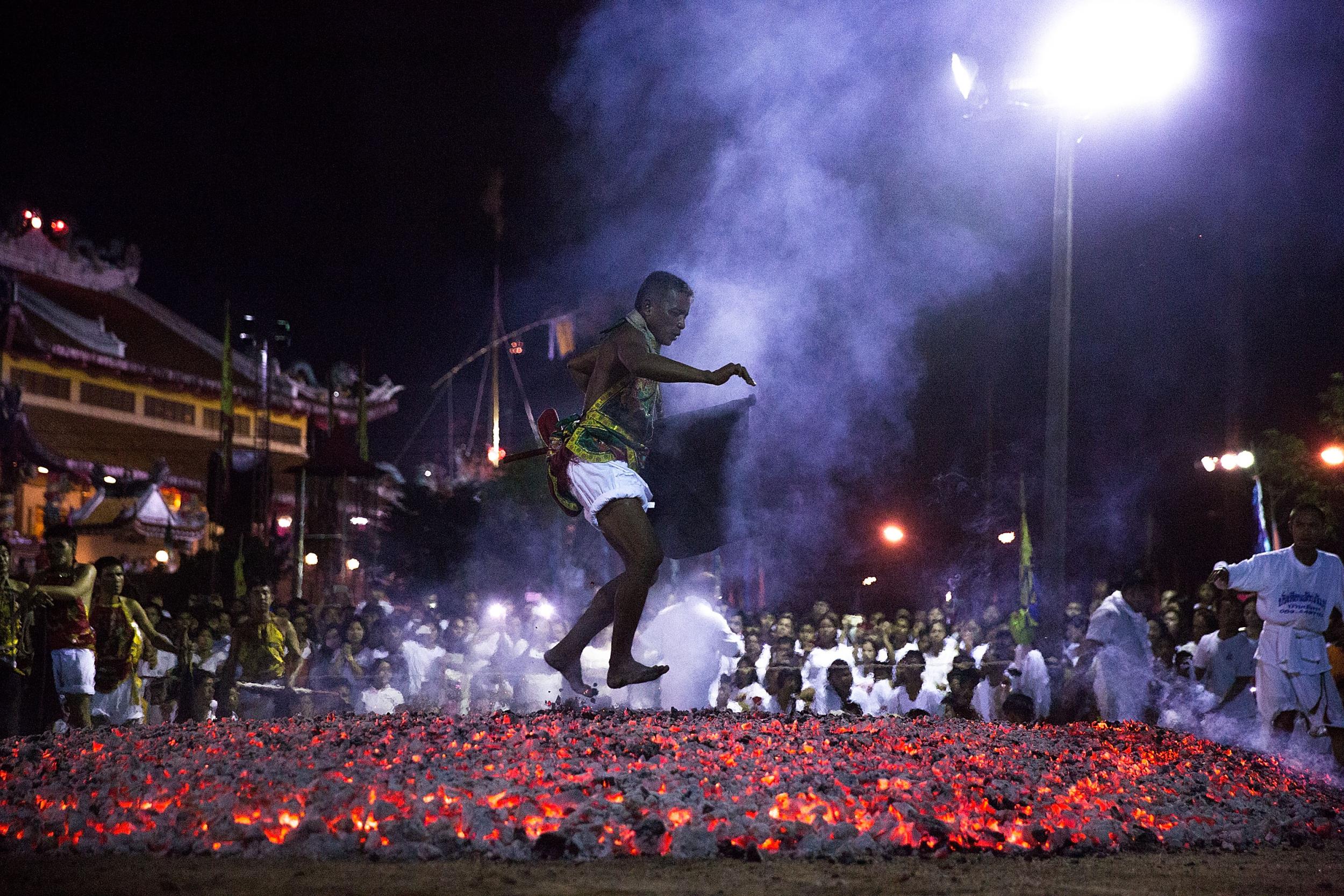 Some show their devotion to the gods through fire-walking