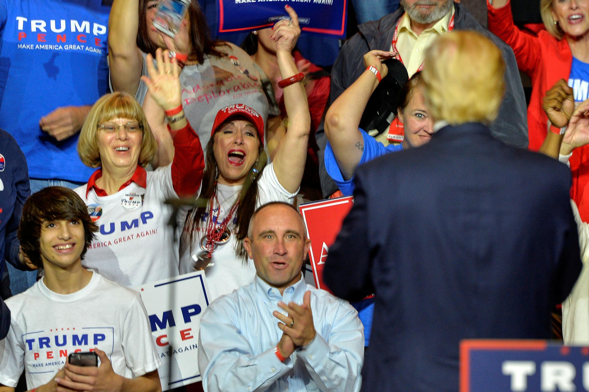 Donald Trump addresses an October 2016 rally in October. He will be back in town on Thursday