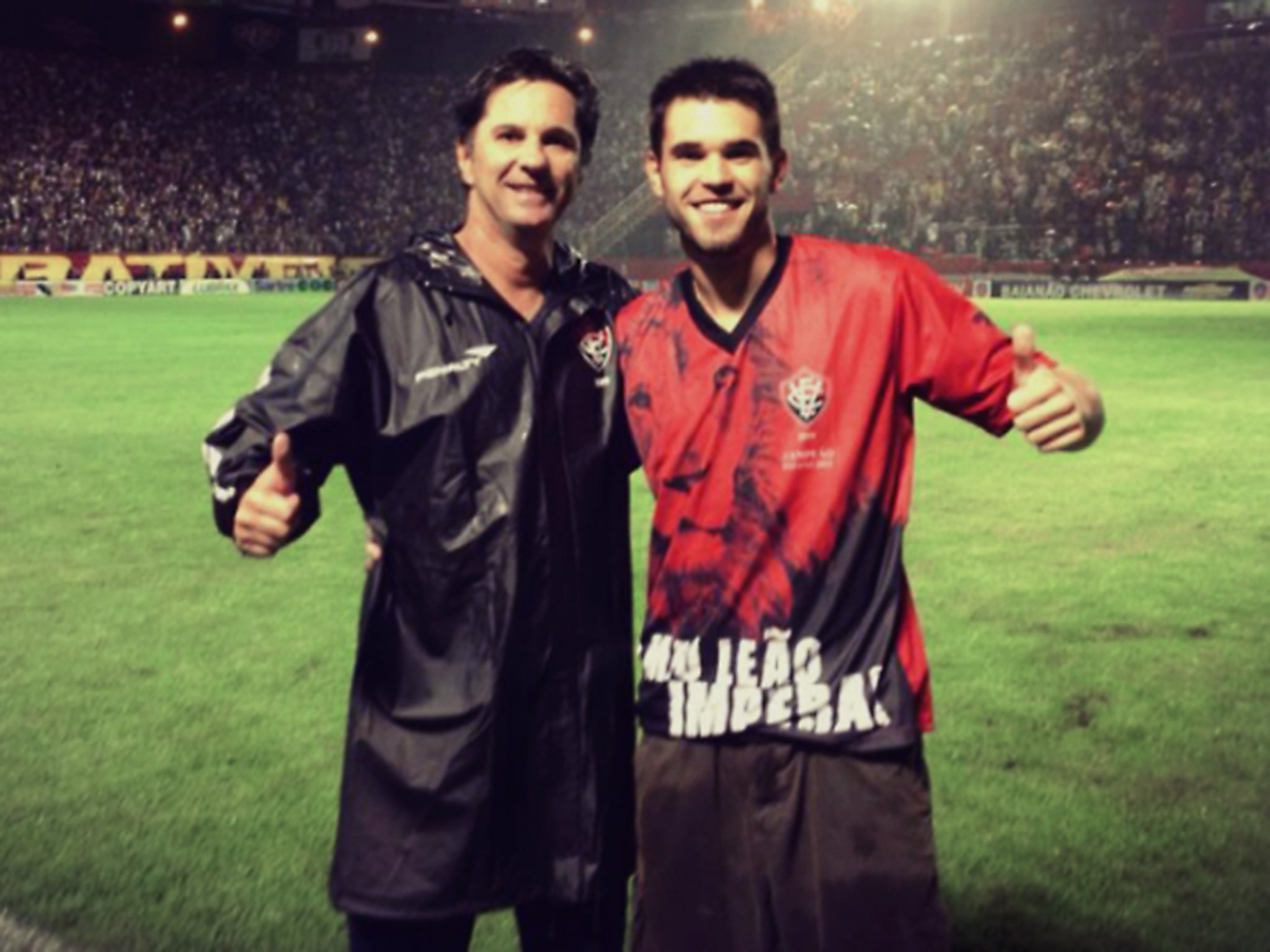 Matheus Saroli and his father, Caio Júnior