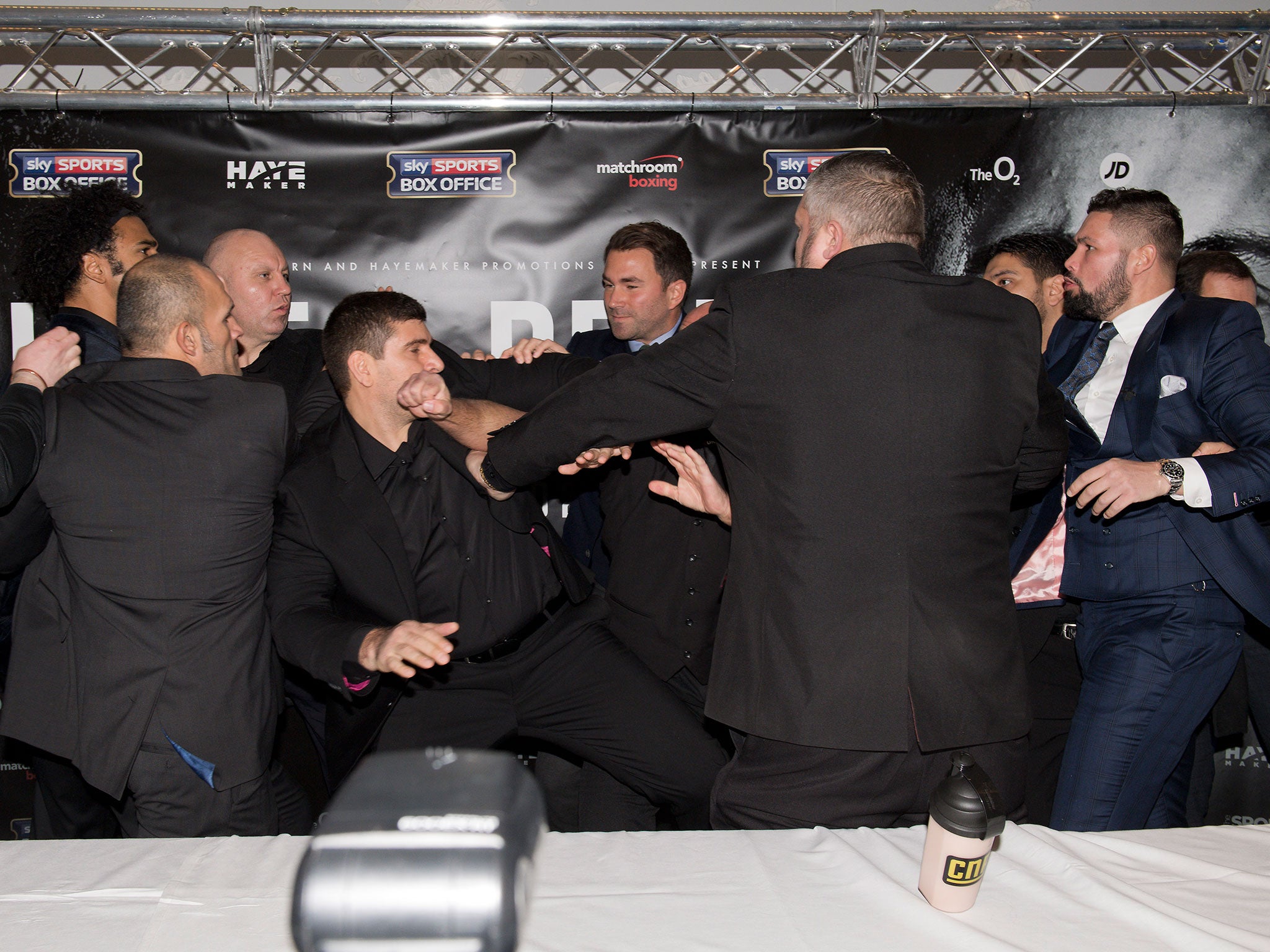 They had to be separated by bouncers with Bellew heavily restrained