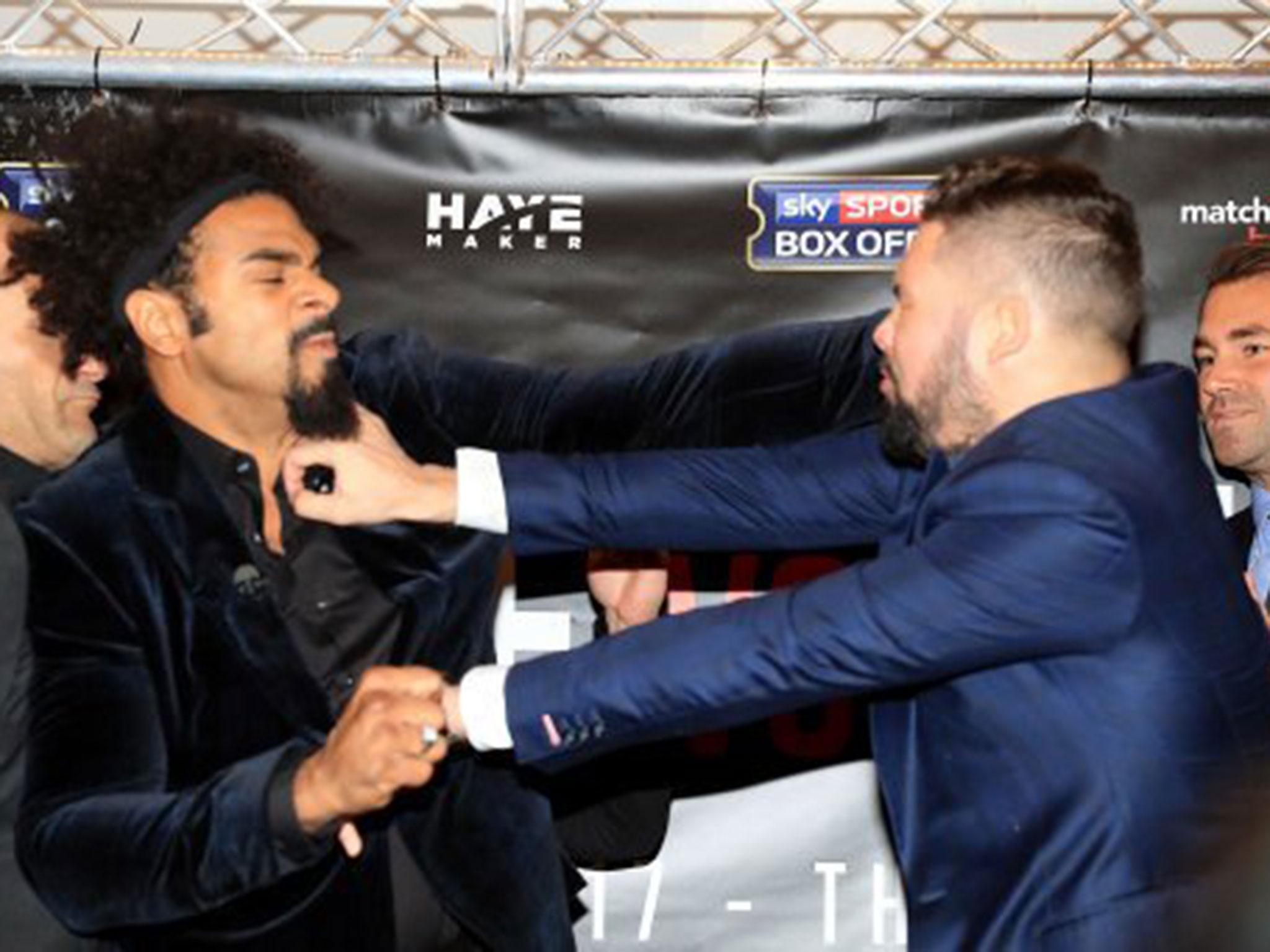 David Haye appears to throw a punch at Tony Bellew