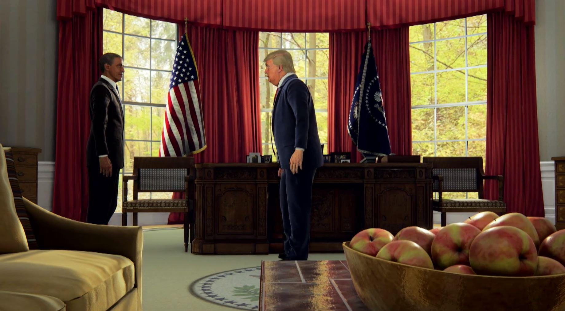 &#13;
The scene released on vimeo features Obama showing Trump around the Oval office &#13;