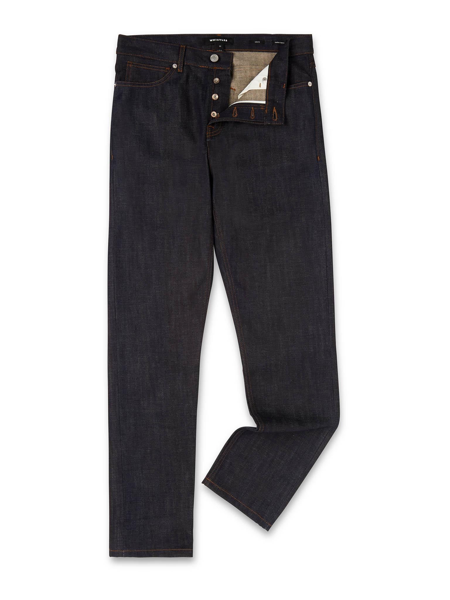 Whistles raw selvedge slim fit jeans, £95, whistles.com