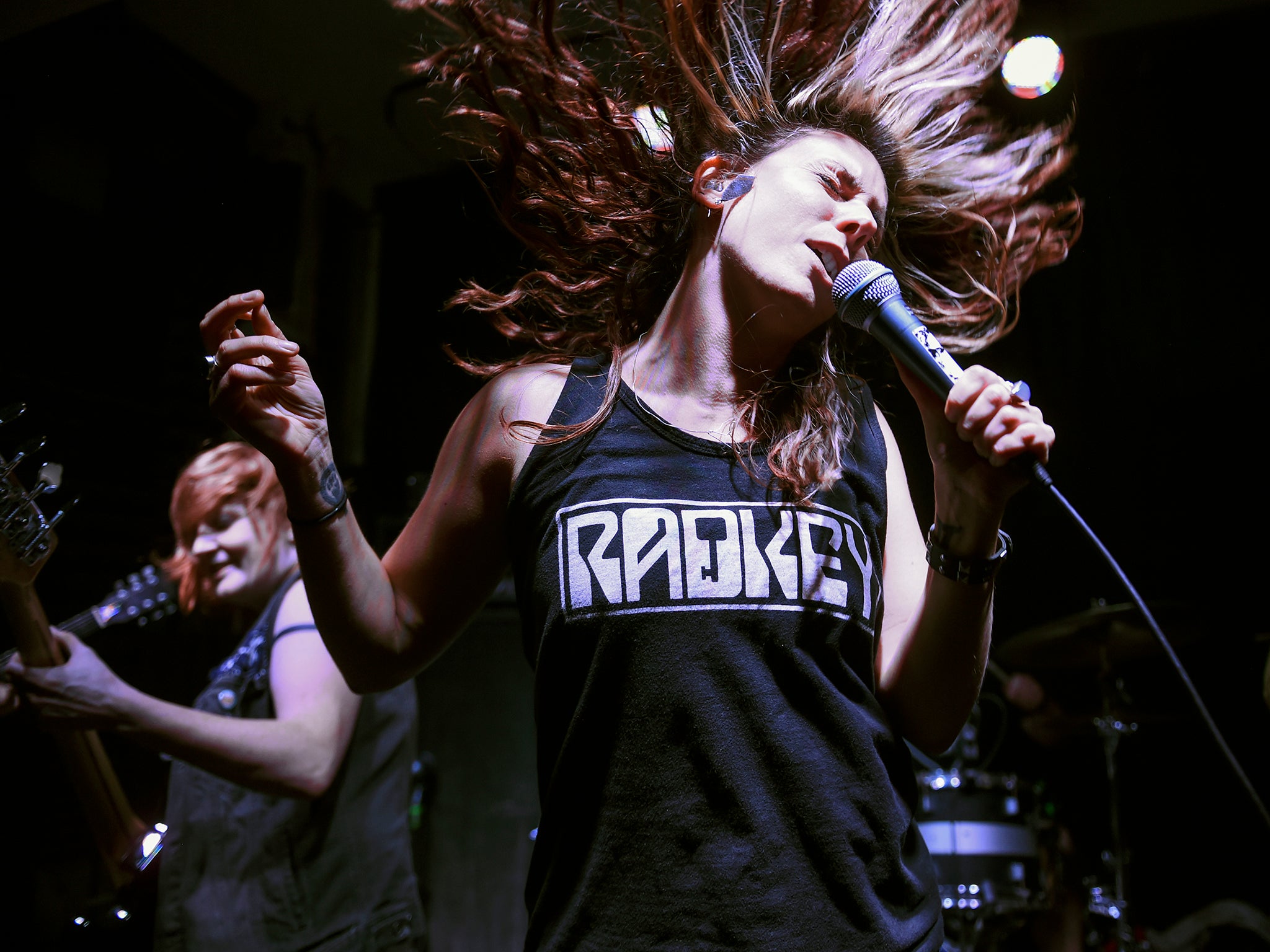 Shawna Potter, lead vocalist for the band War on Women, at the band’s Richmond, Virginia, concert