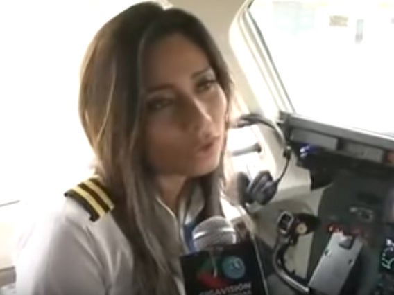 Co-pilot Sisy Arias is interviewed before takeoff