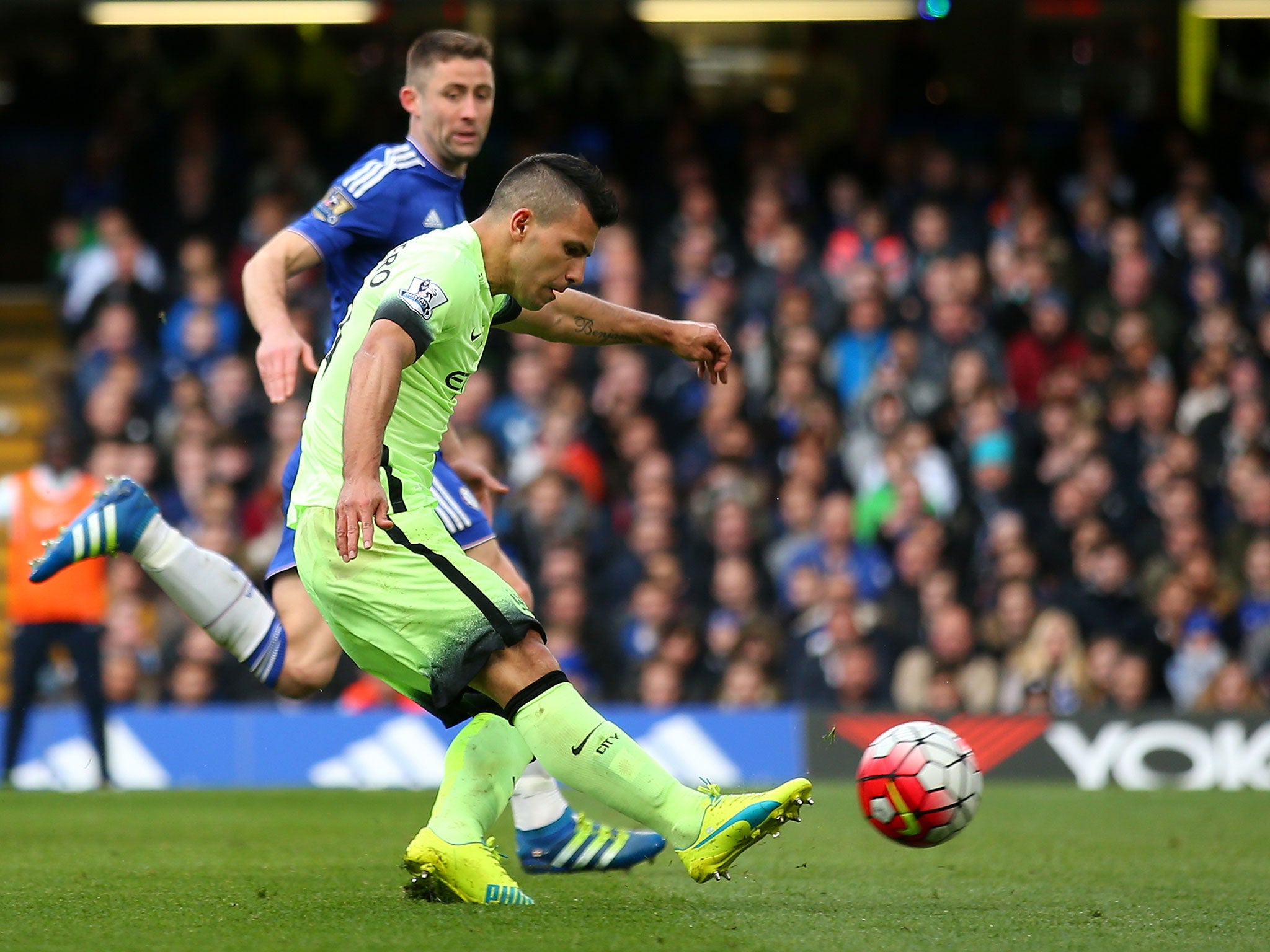 Sergio Aguero put three past Chelsea in their last Premier League