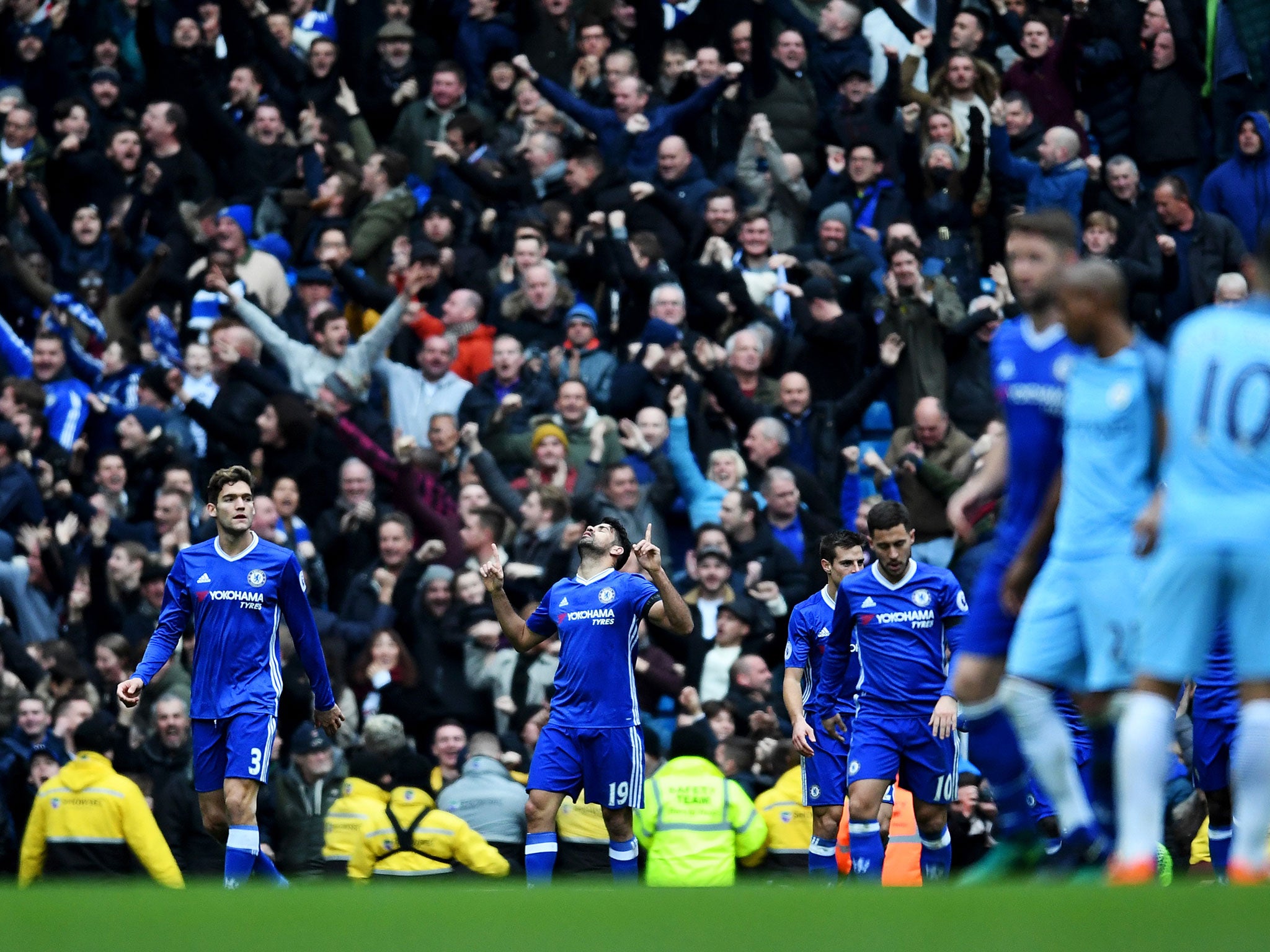 Diego Costa celebrates his goal for Chelsea