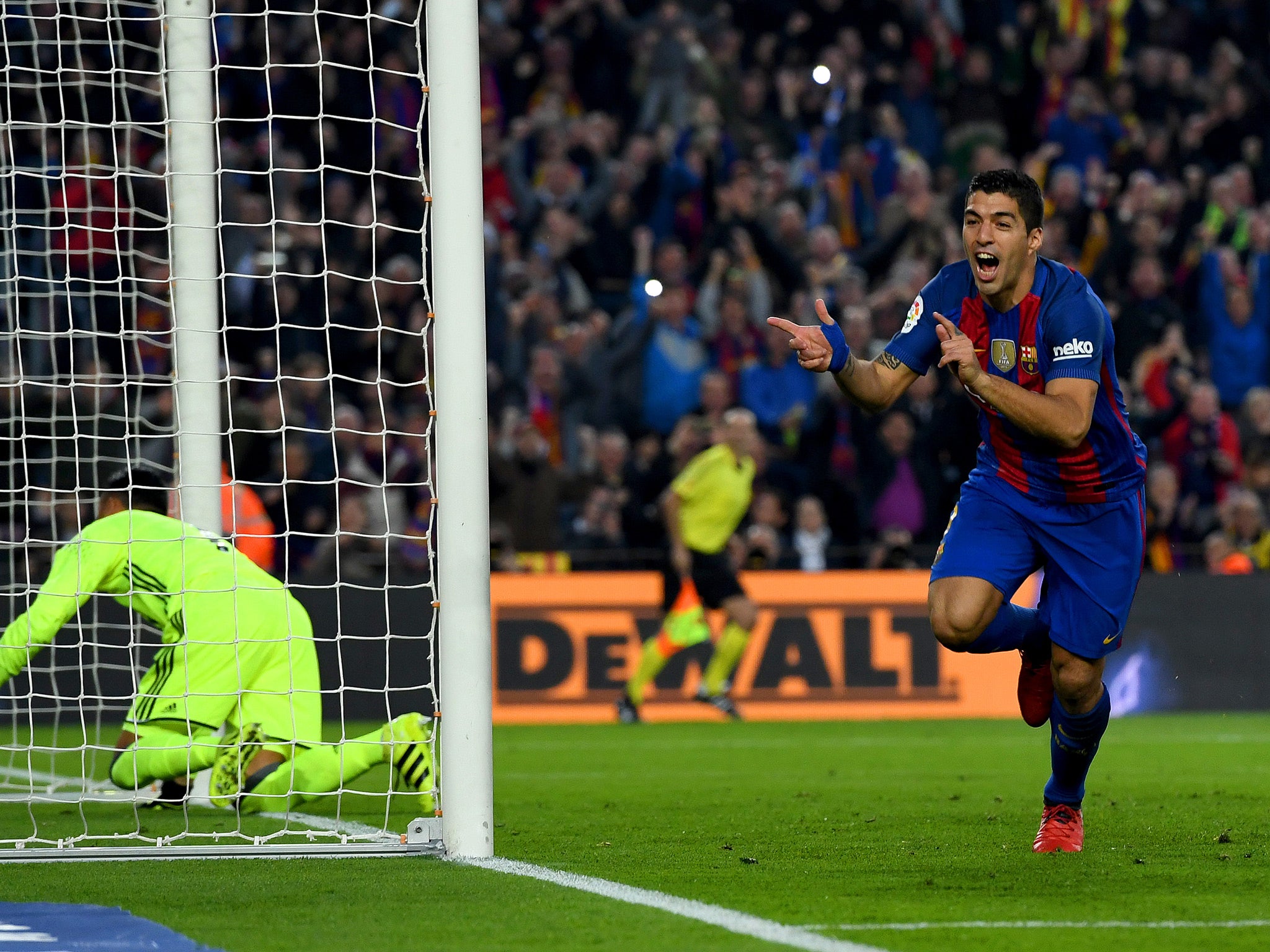 Suarez nodded in from close range off Neymar's free-kick