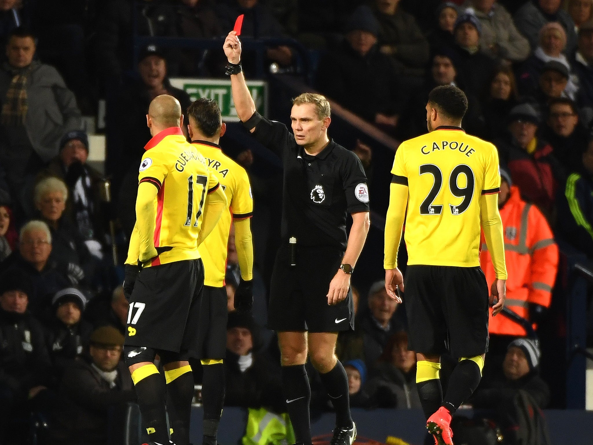 Pereyra was sent off late on after reacting angrily to McClean's challenge