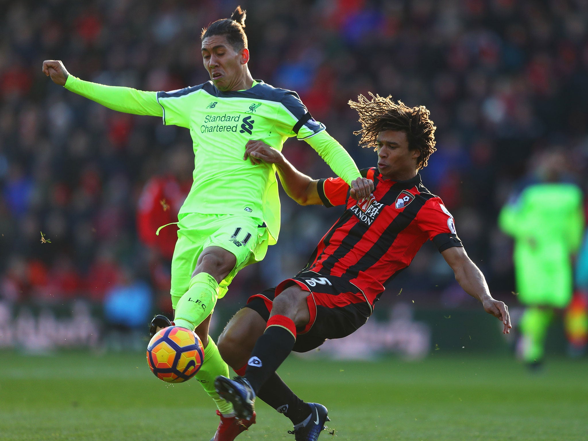 Nathan Ake in action for Bournemouth against Liverpool