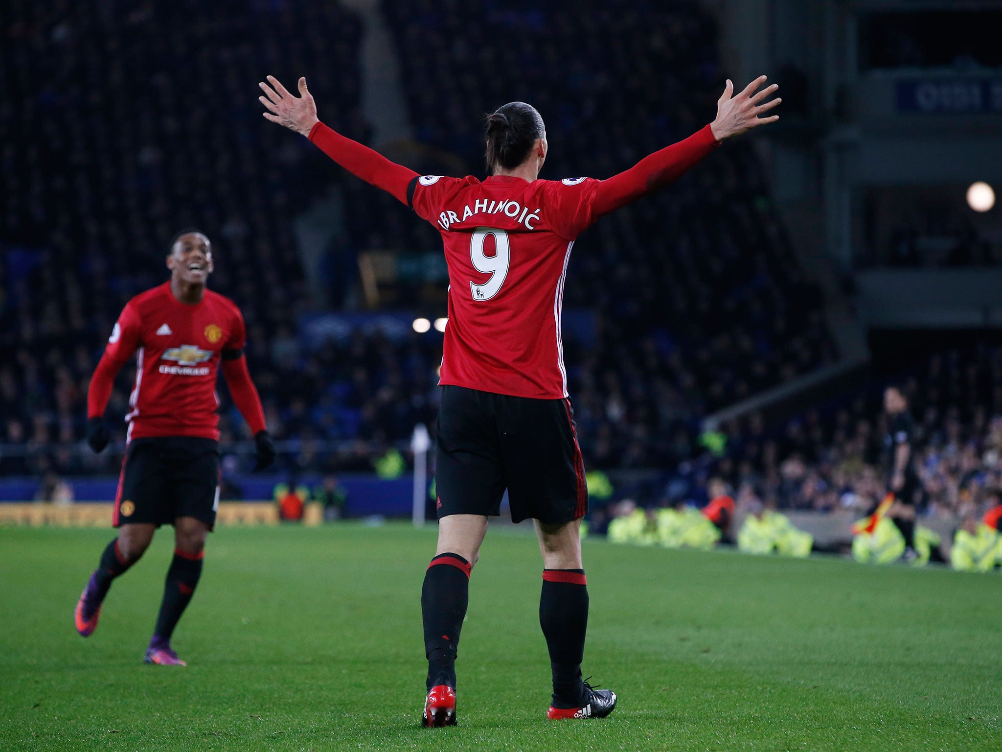 Zlatan Ibrahimovic struck minutes before the half-time whistle