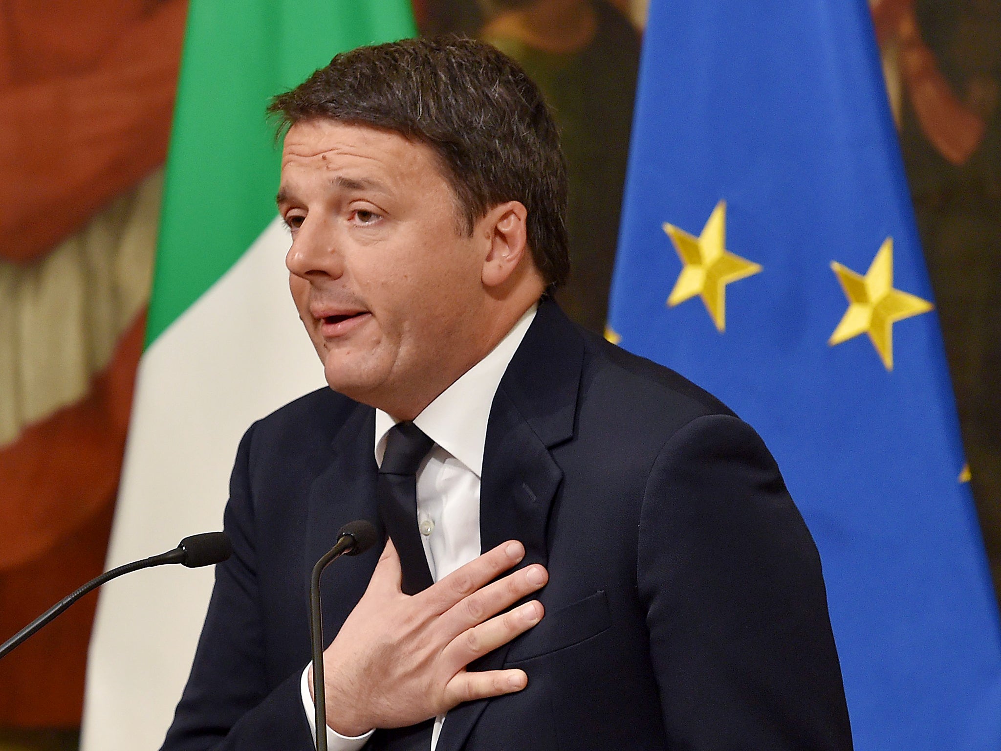 Italy's Prime Minister Matteo Renzi announces his resignation