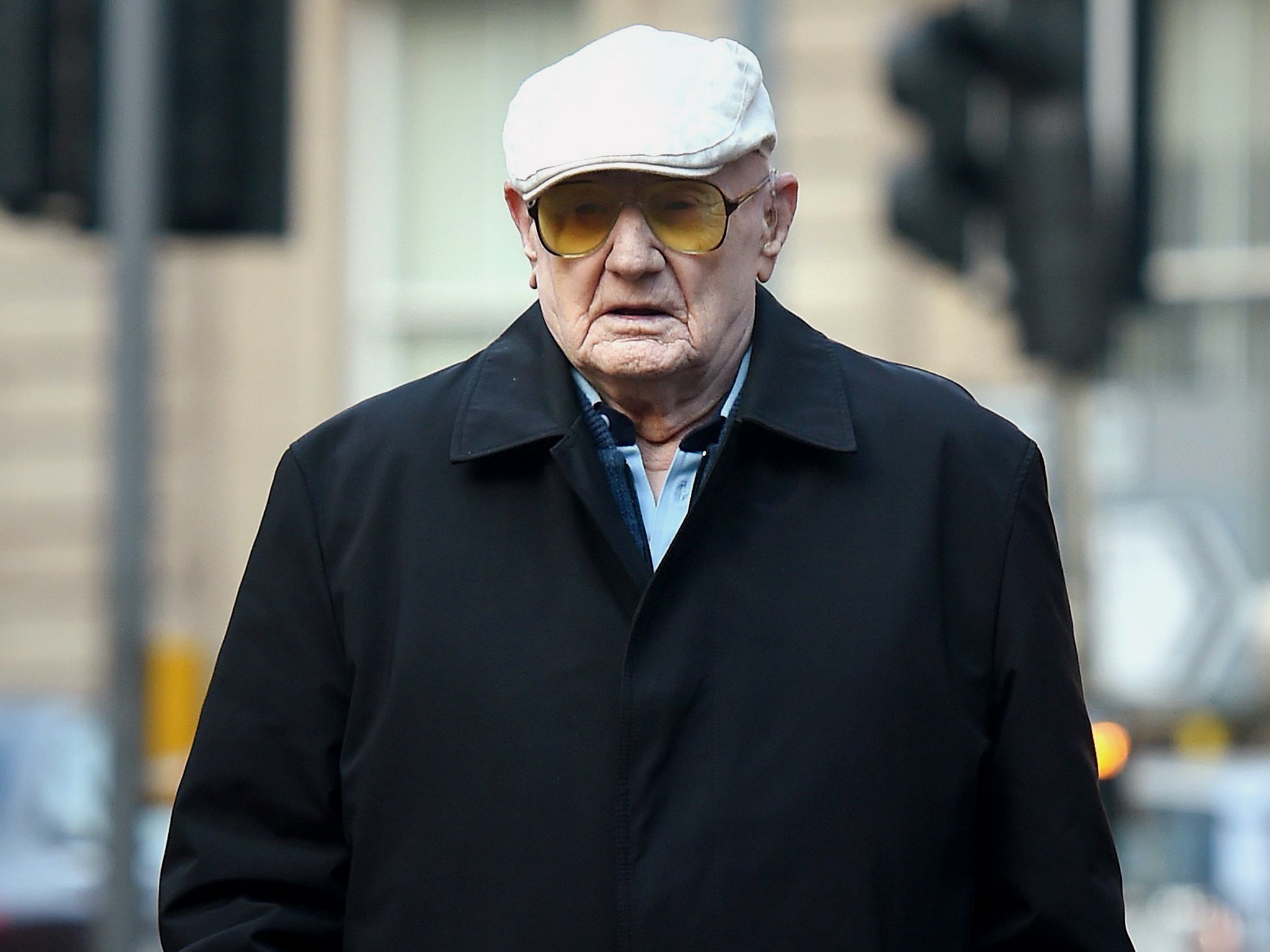 Former lorry driver Ralph Clarke, 101, thought to be the oldest defendant in British legal history, arriving at Birmingham Crown Court where he is due to go on trial accused of a string of historical sexual offences