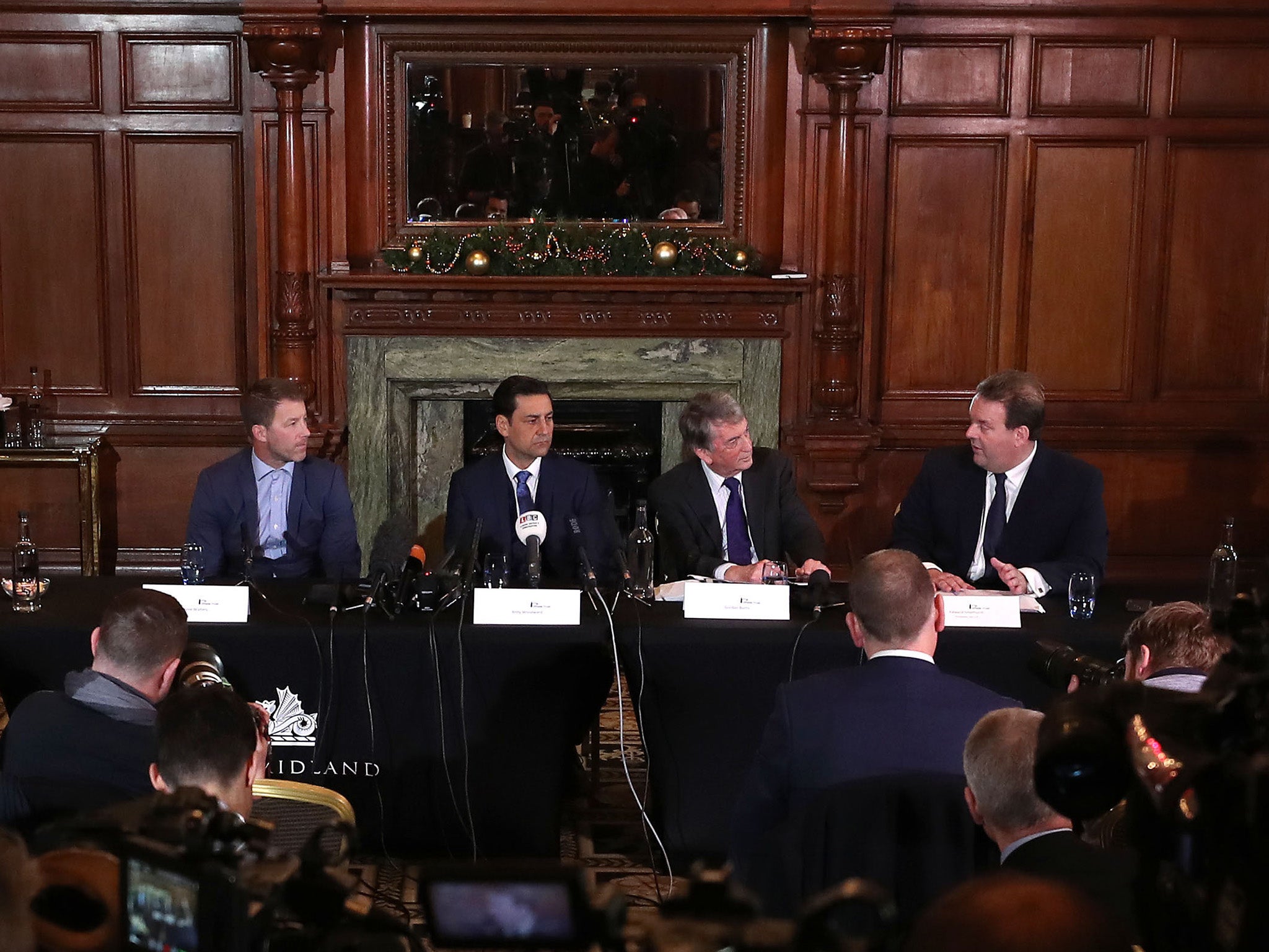 (Left to right) Steve Walters, Andy Woodward, Gordon Burns and Edward Smethurst at the launch of the Offside Trust. Mr Smethurst said some names were emerging repeatedly in his conversations with alleged victims