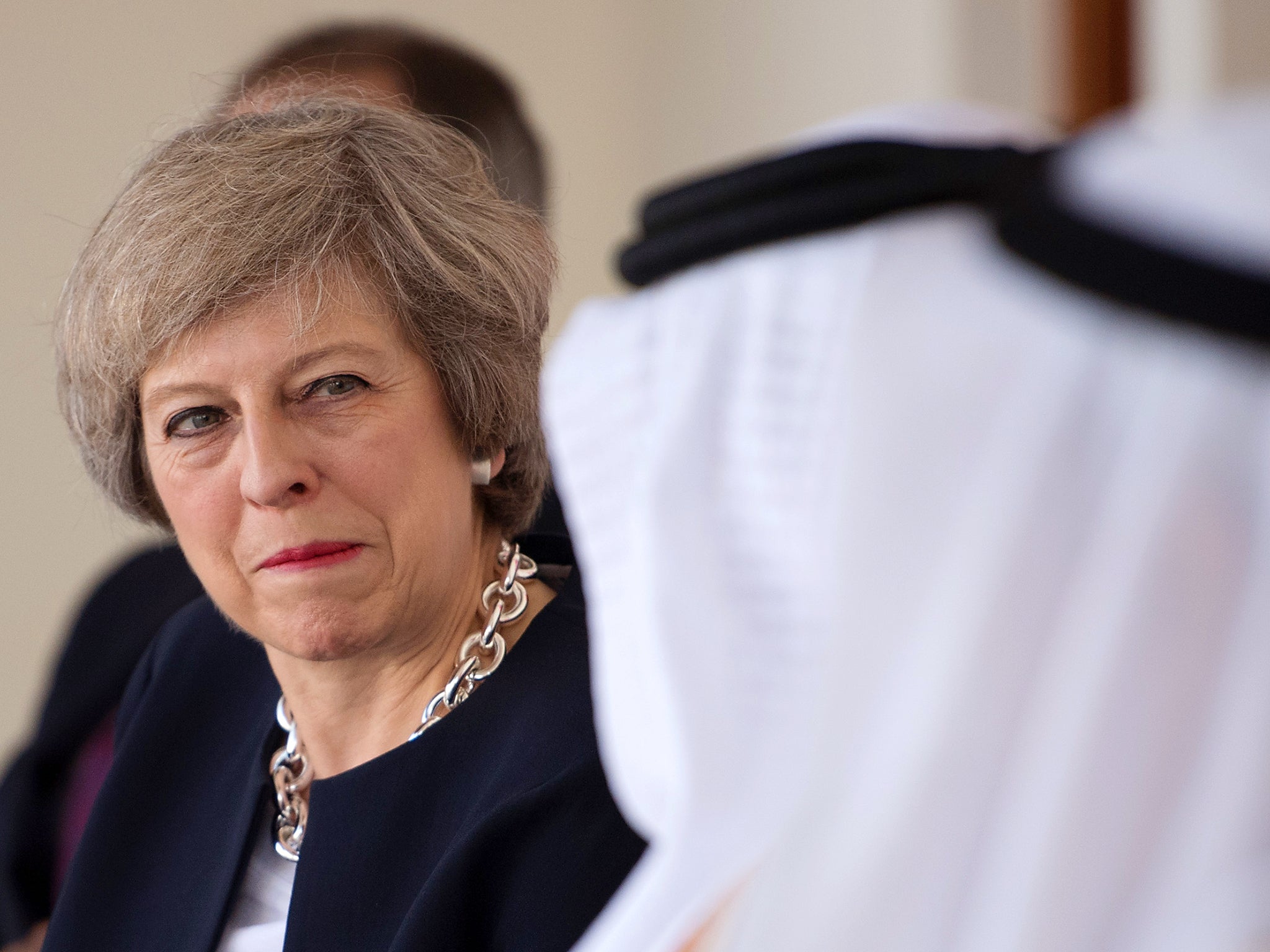 Theresa May with Prince Salman bin Hamad bin Isa Al Khalifa, the Crown Prince of Bahrain