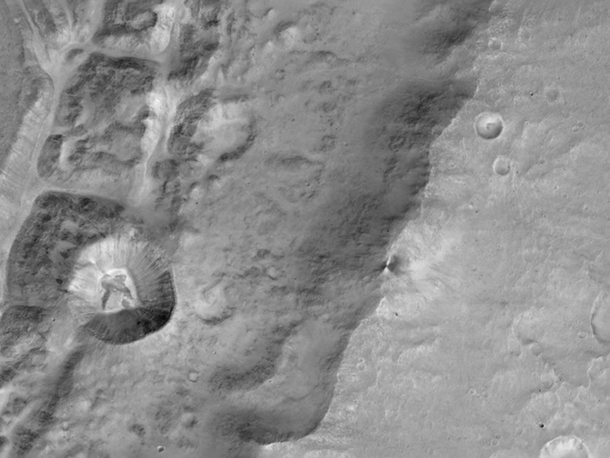 ExoMars close-up of a large unnamed crater north near the Mars equator