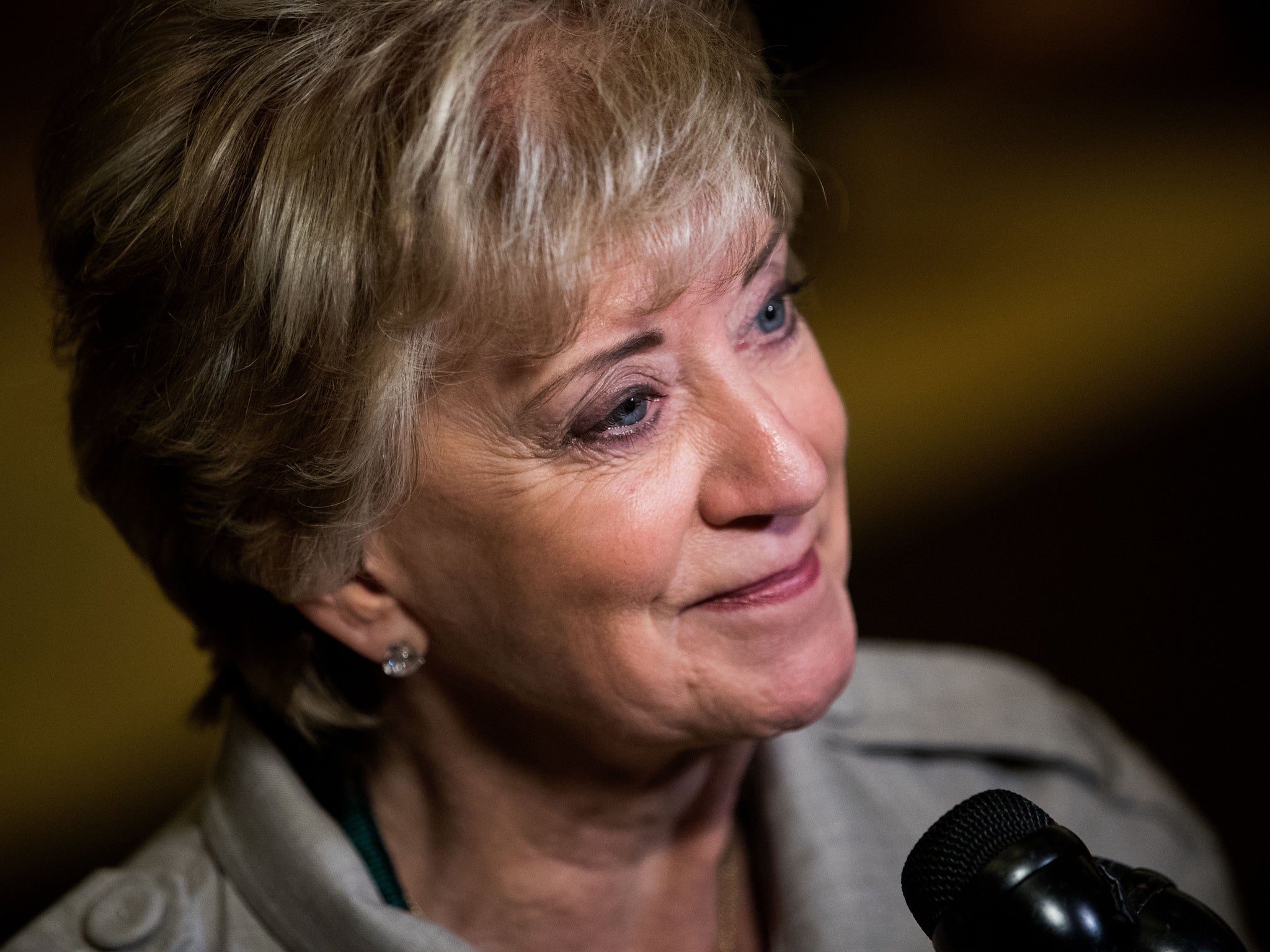 Linda McMahon spoke with reporters after meeting at Trump Tower