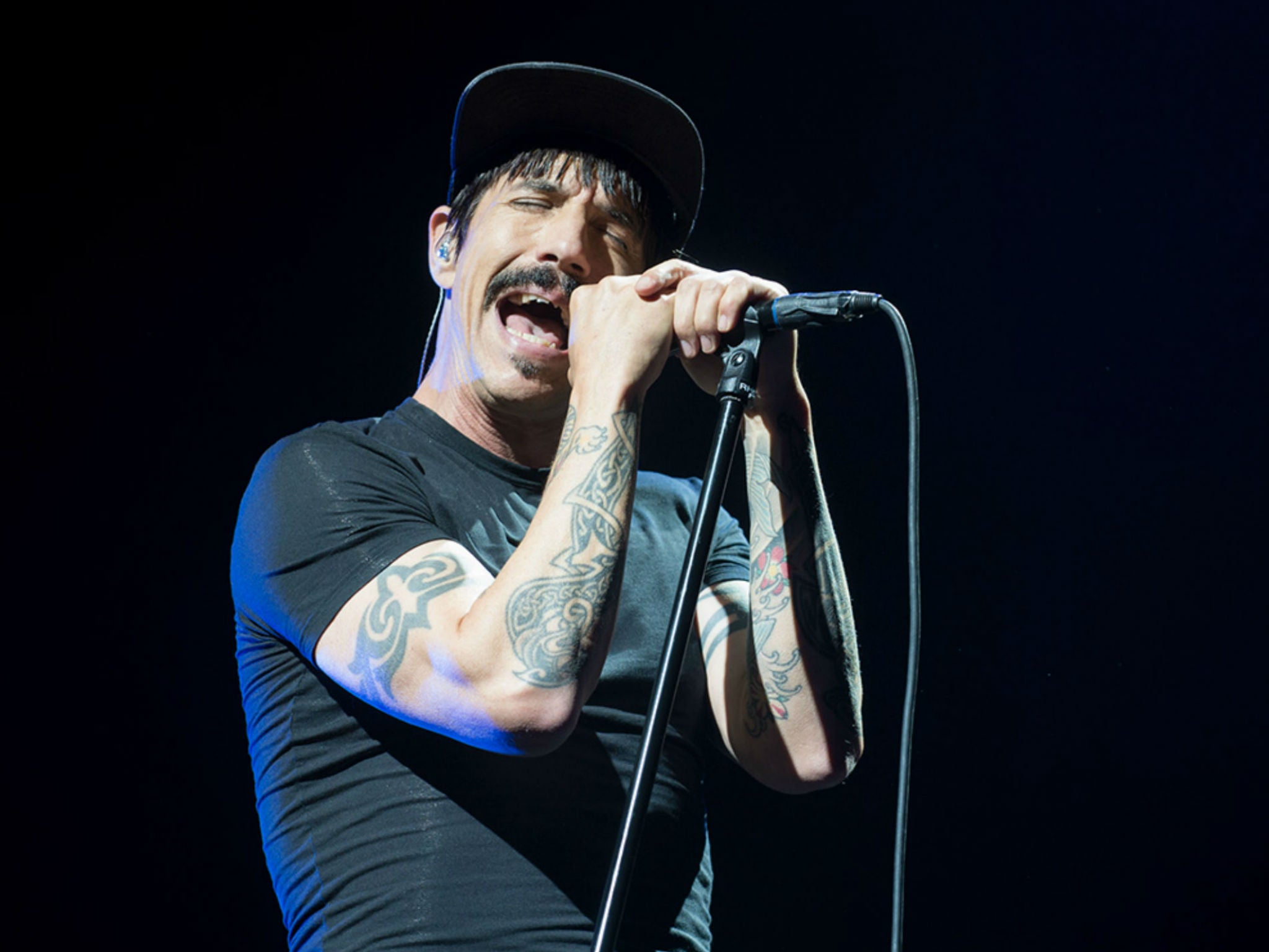 Red Hot Chili Peppers’ Anthony Kiedis performing on stage at the O2 in London