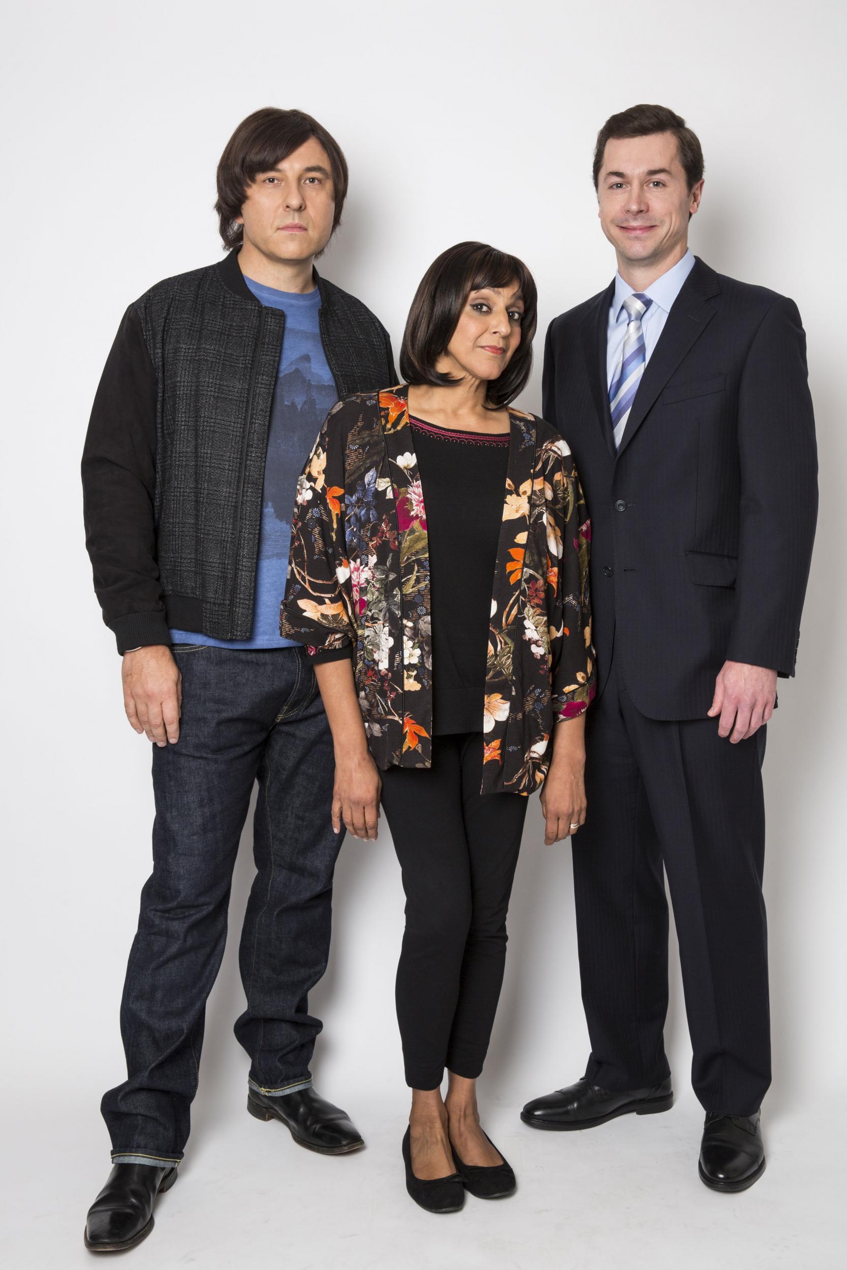 David Walliams (left) is joined by Meera Syal and Mike Wozniak in his new sketch series