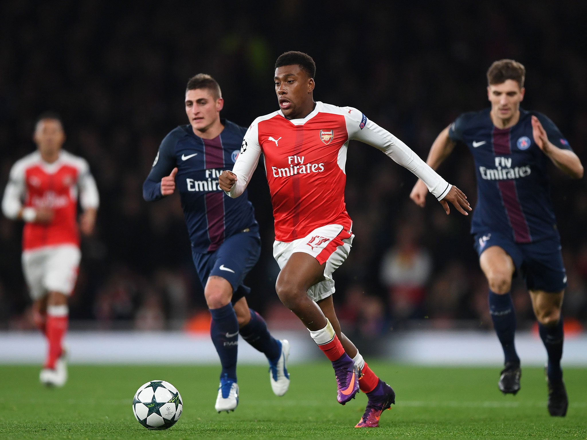 Iwobi in action against PSG in the Champions League last month