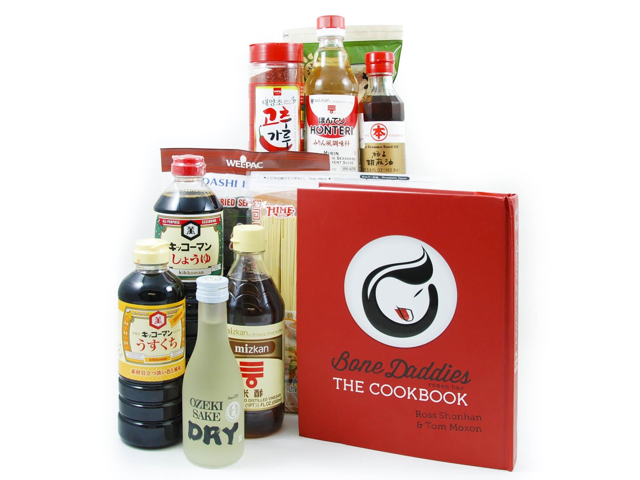 The Bone Daddies set comes with the cookbook and the essential items you need for its recipes