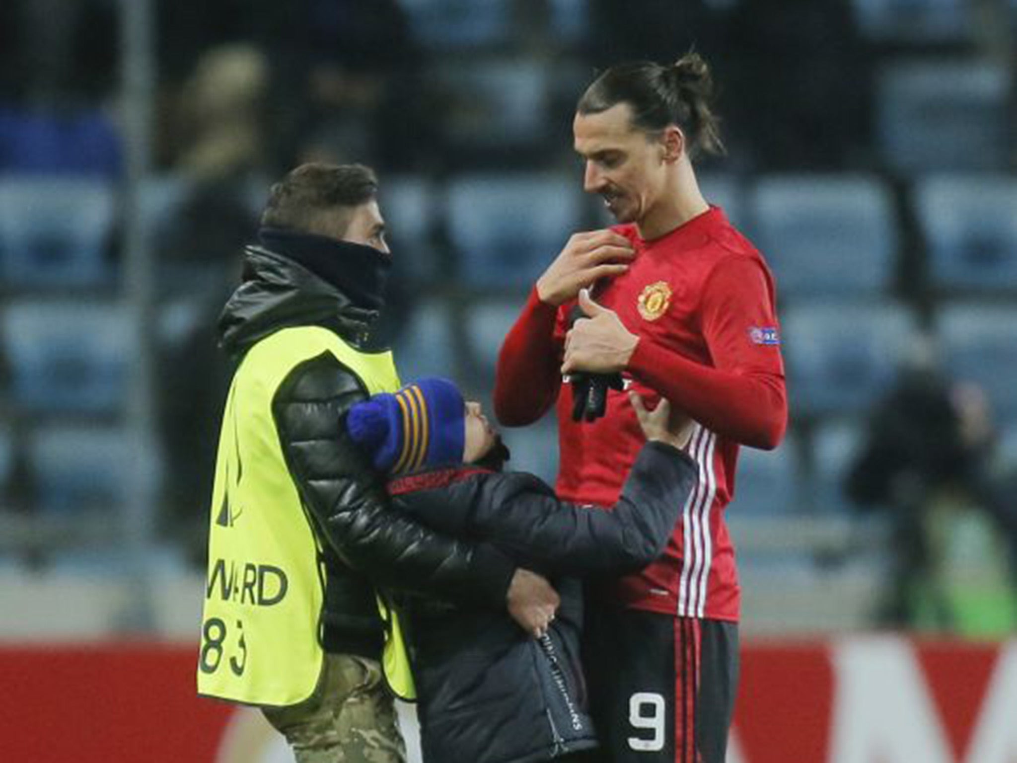 Ibrahimovic made the youngster's evening by giving him his shirt