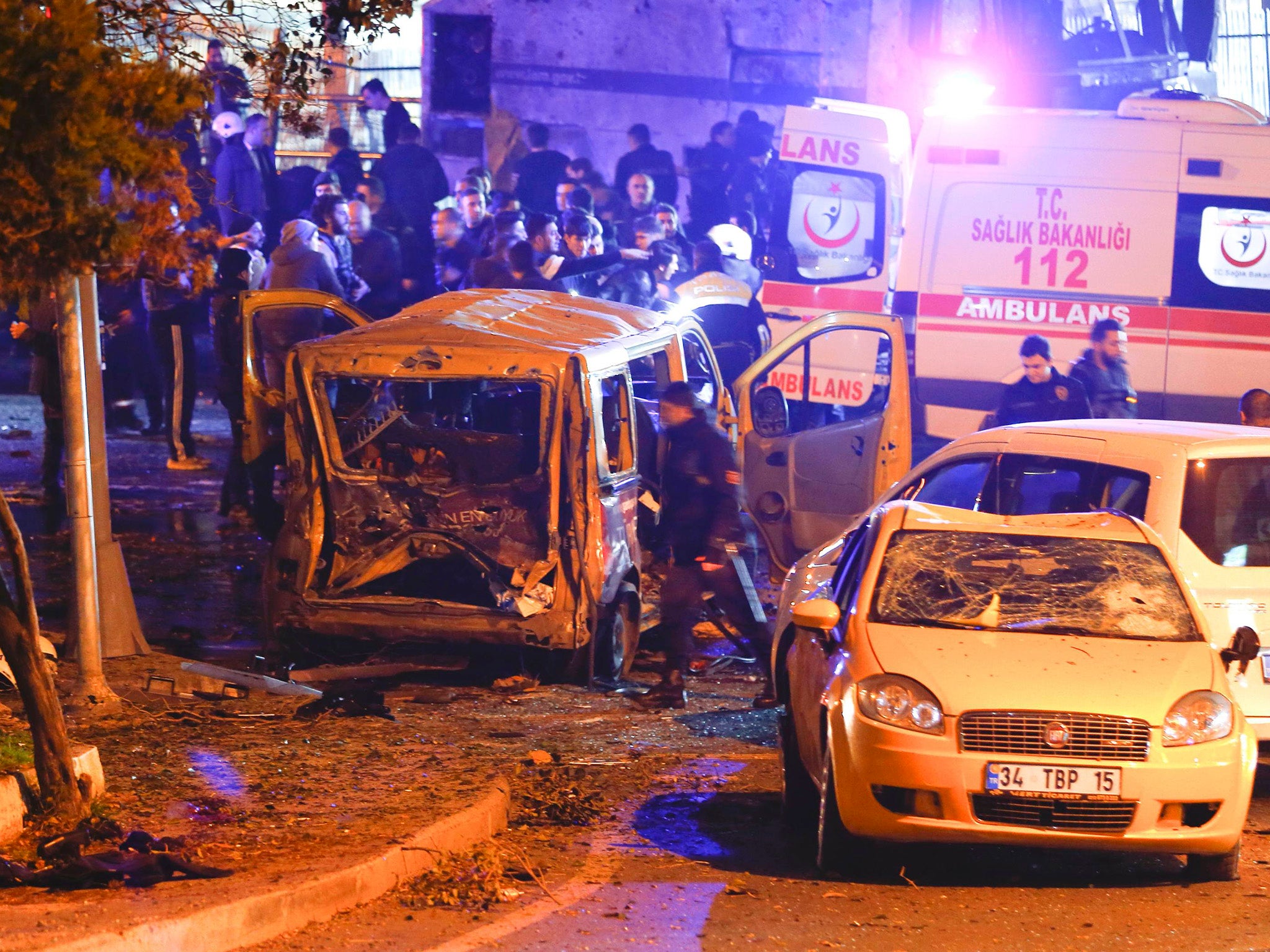 The scene in Istanbul after a bomb was detonated next to a police bus