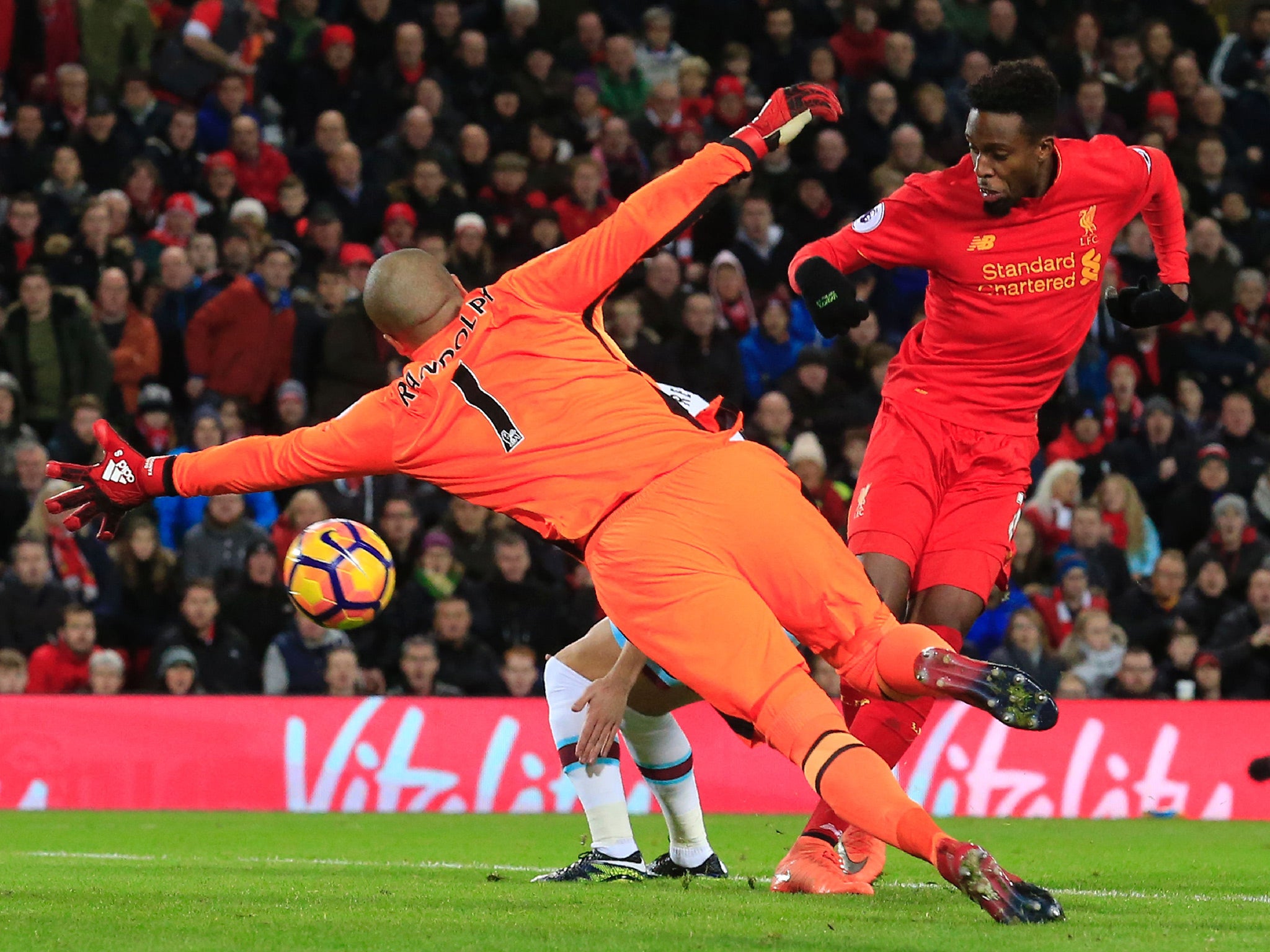 Origi pulled the hosts level at the start of the second half after Randolph's error