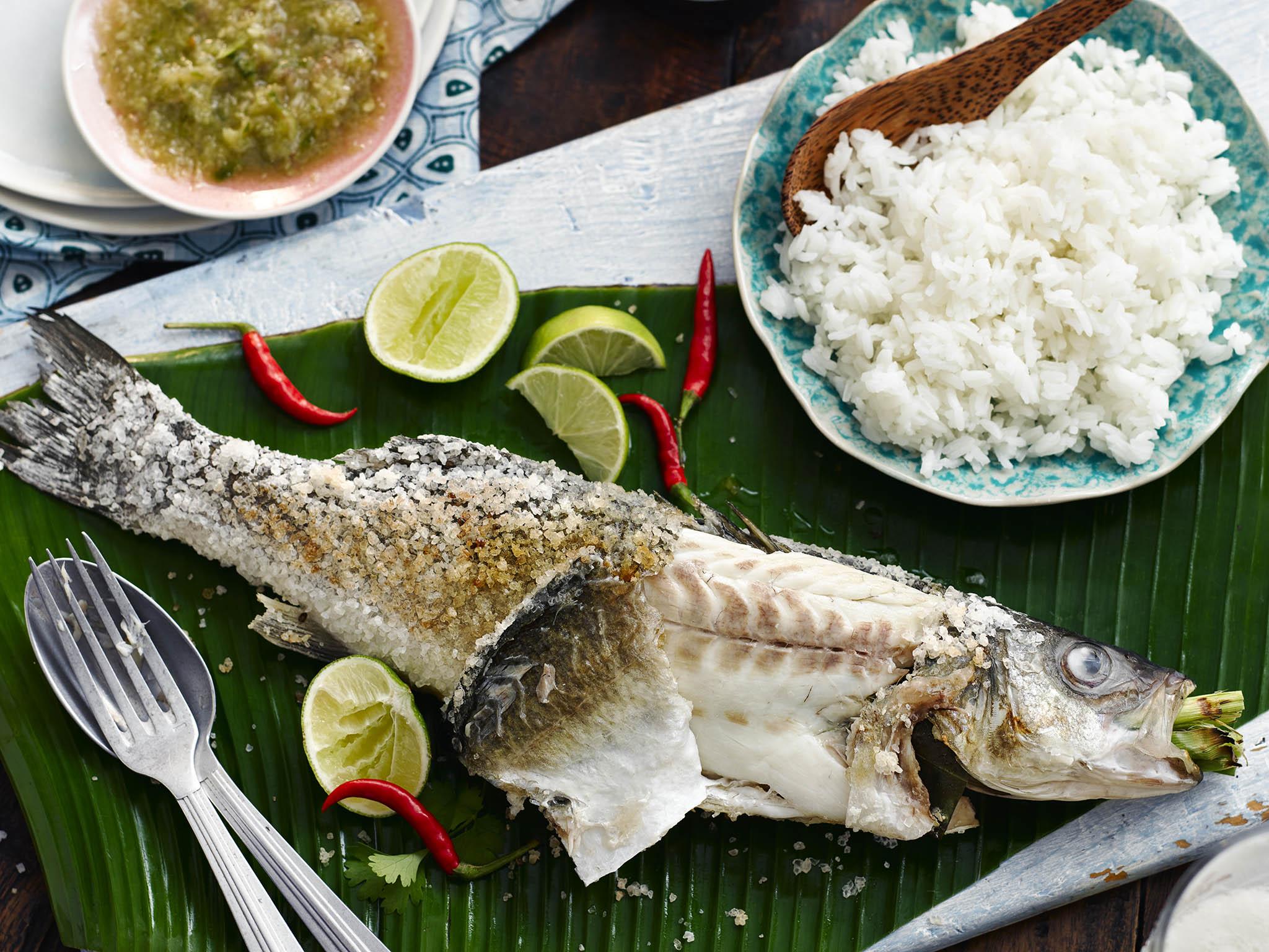 Fish baked whole is a popular dish for sharing