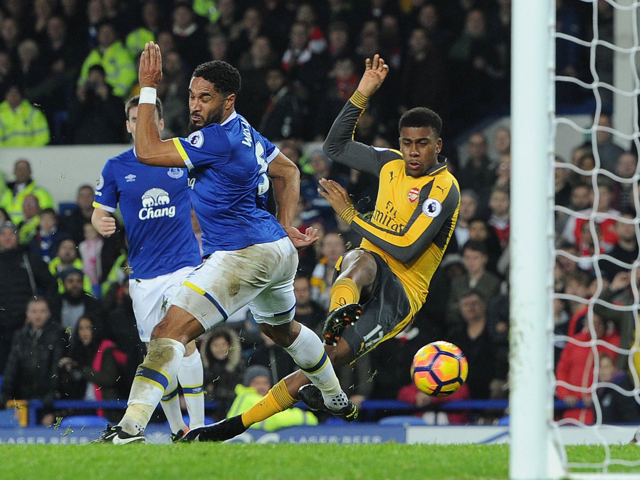 Iwobi saw an effort cleared off the line by Leighton Baines in the dying moments