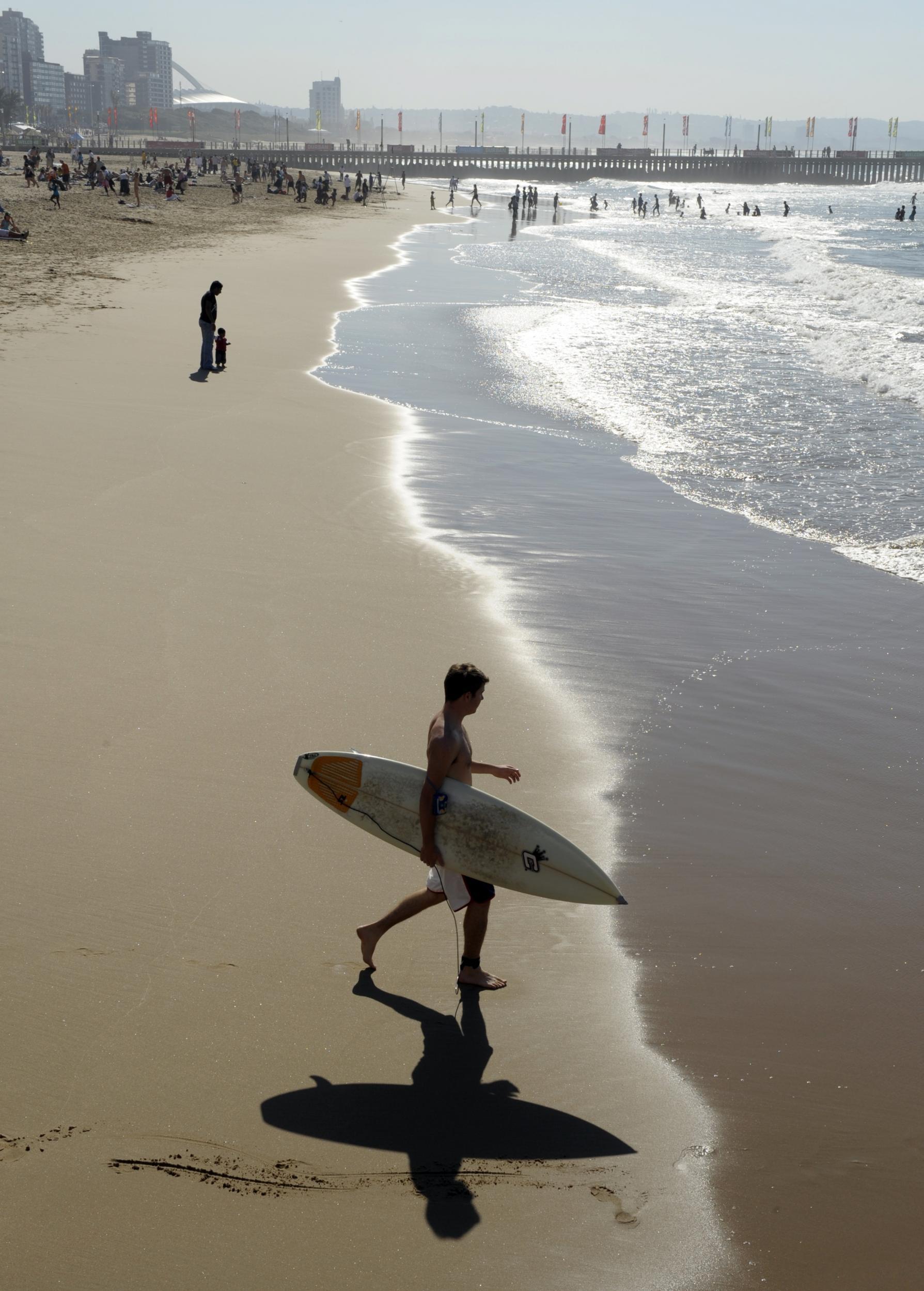 &#13;
Stepping away from all that history on a Durban beach &#13;