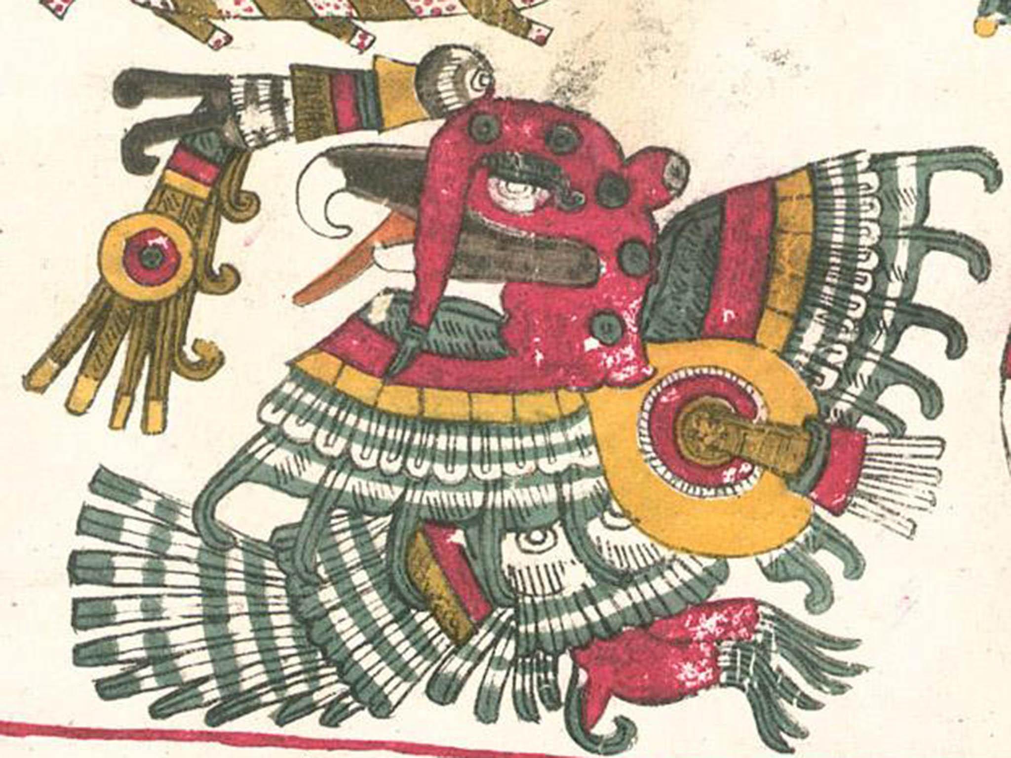 The Mexica deity Jade Turkey (Chalchiuhtotolin), from the Codex Borgia, c.1300