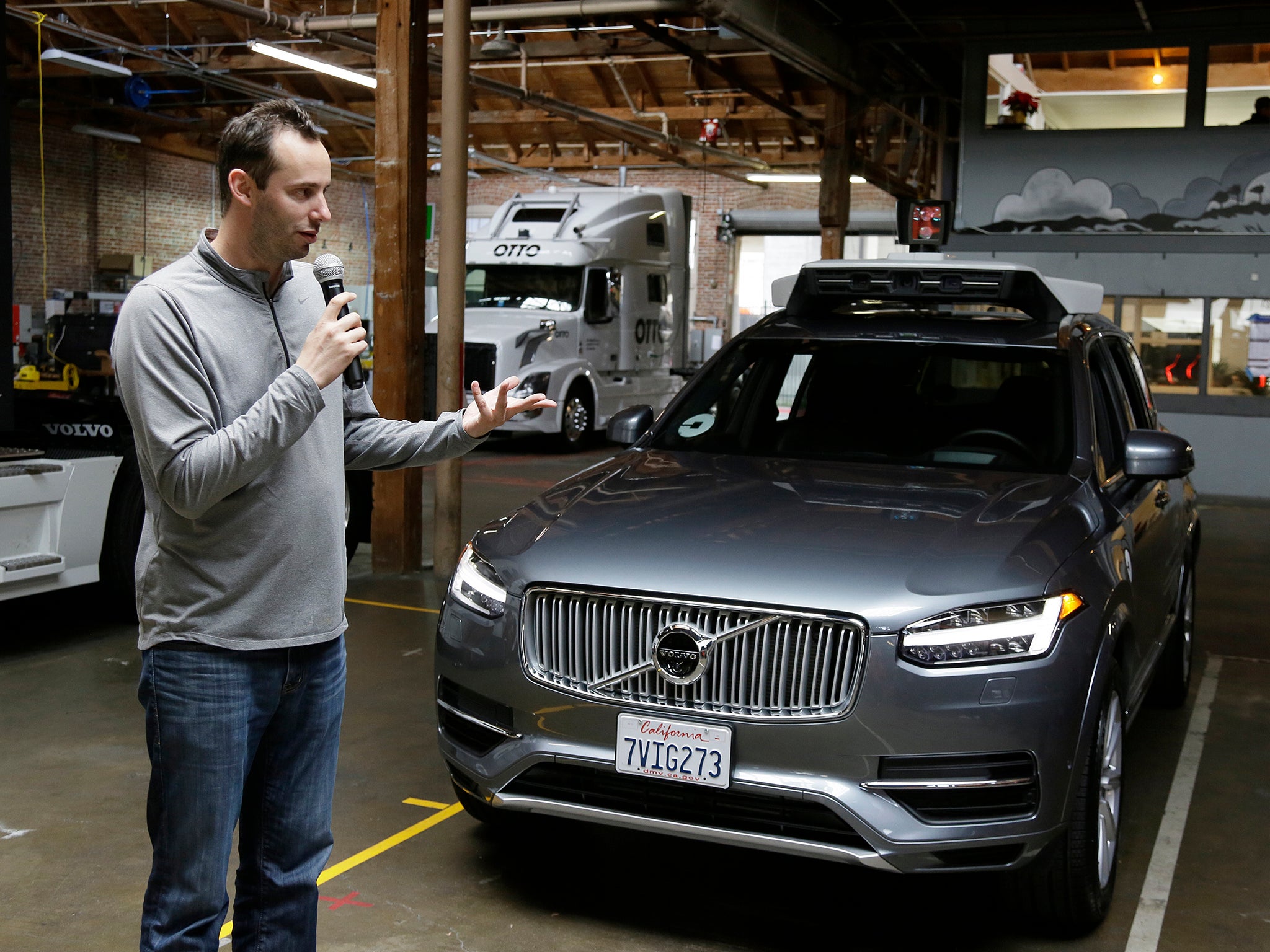 Anthony Levandowski, head of Uber's self-driving programme, speaks about their driverless car in San Francisco