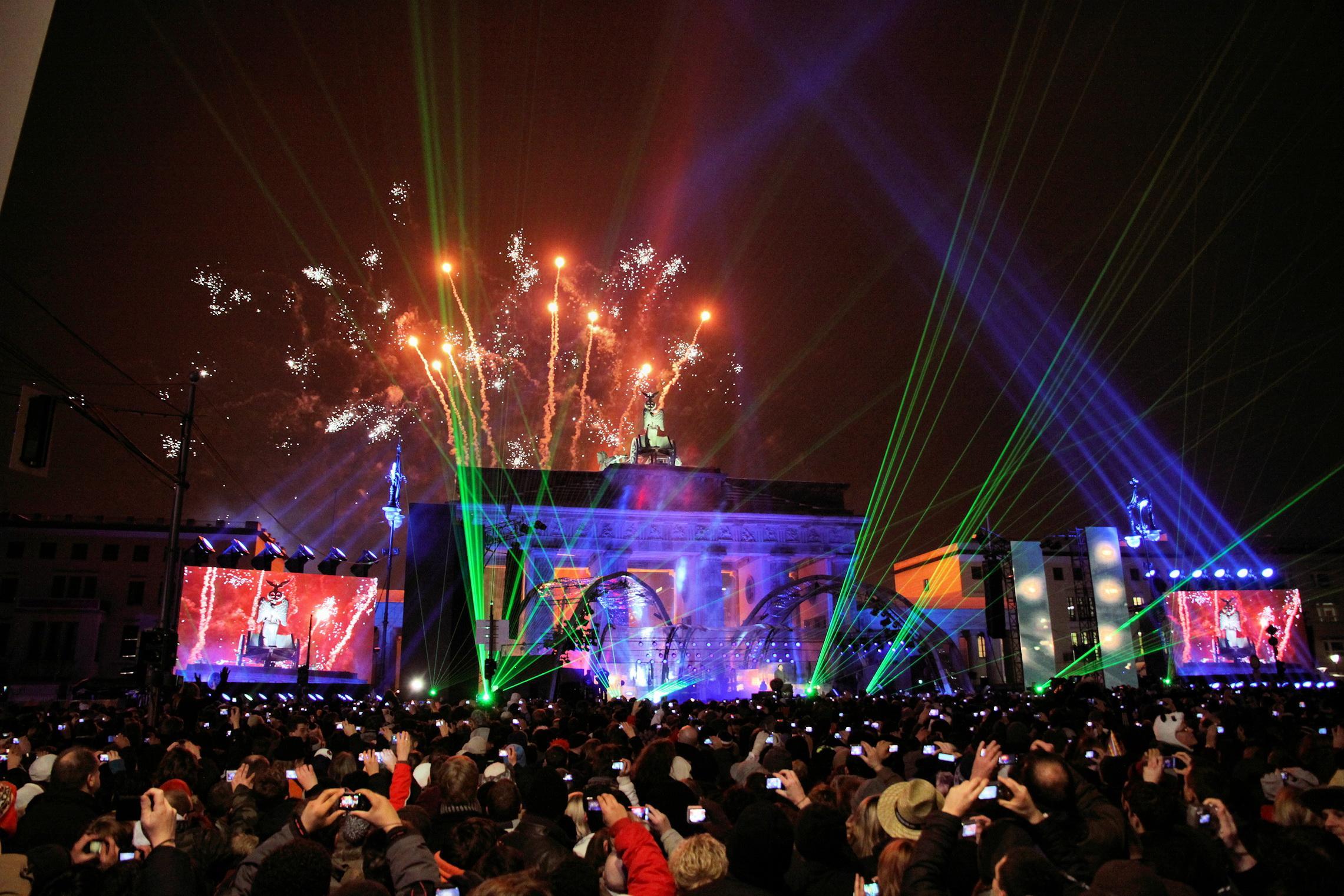 The Brandenburg Gate in Germany is one of many cities around the world famous for its festive New Year's Eve party