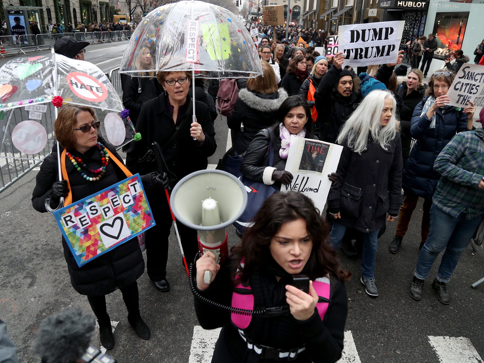 People in New York protest Donald Trump