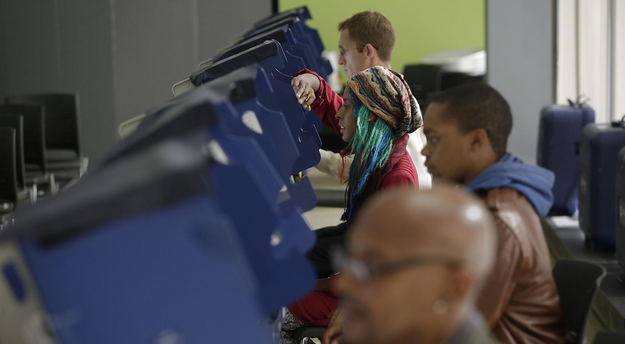 Early voting for the US presidential election in Chicago in October. Votes are counted electronically in many US polling stations