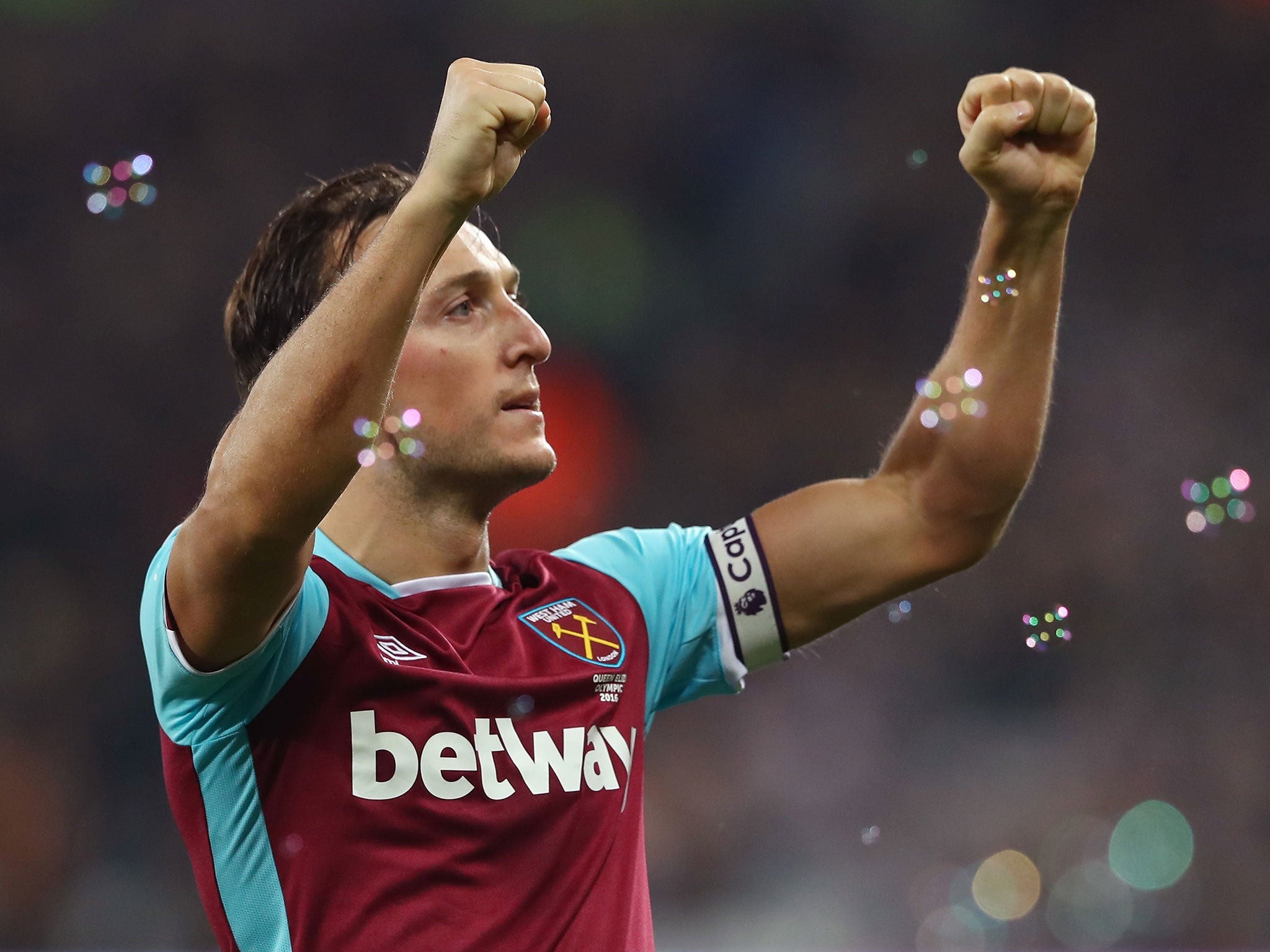 Mark Noble celebrates after the final whistle