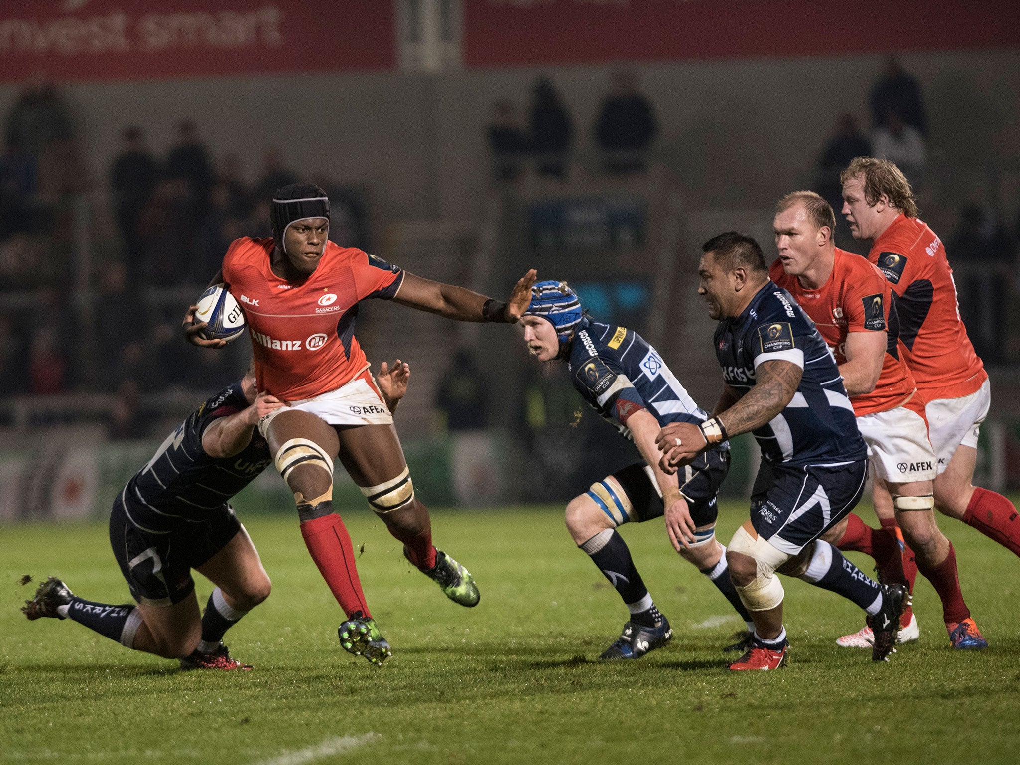 Maro Itoje in action for Saracens